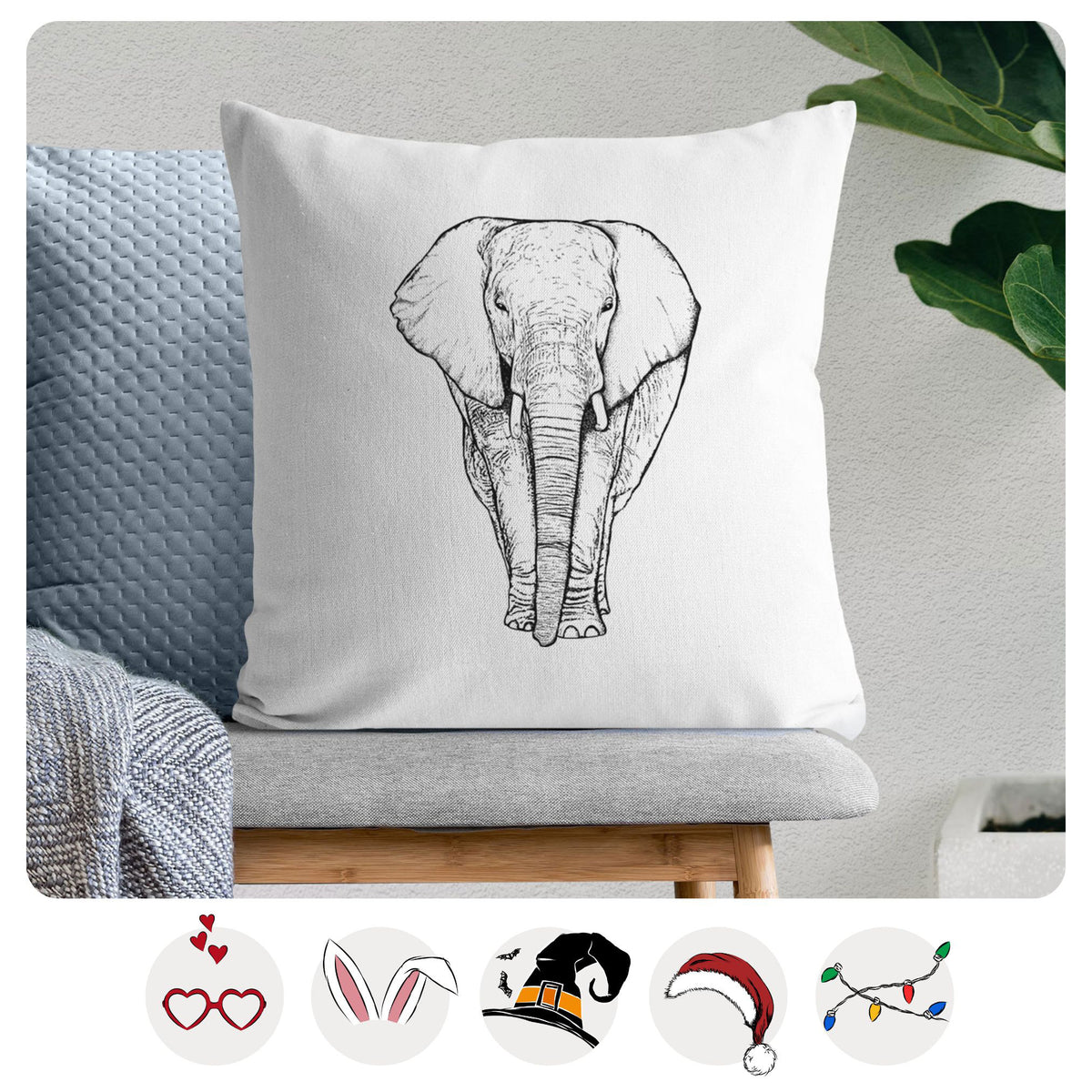 Ella the Elephant - Throw Pillow Cover