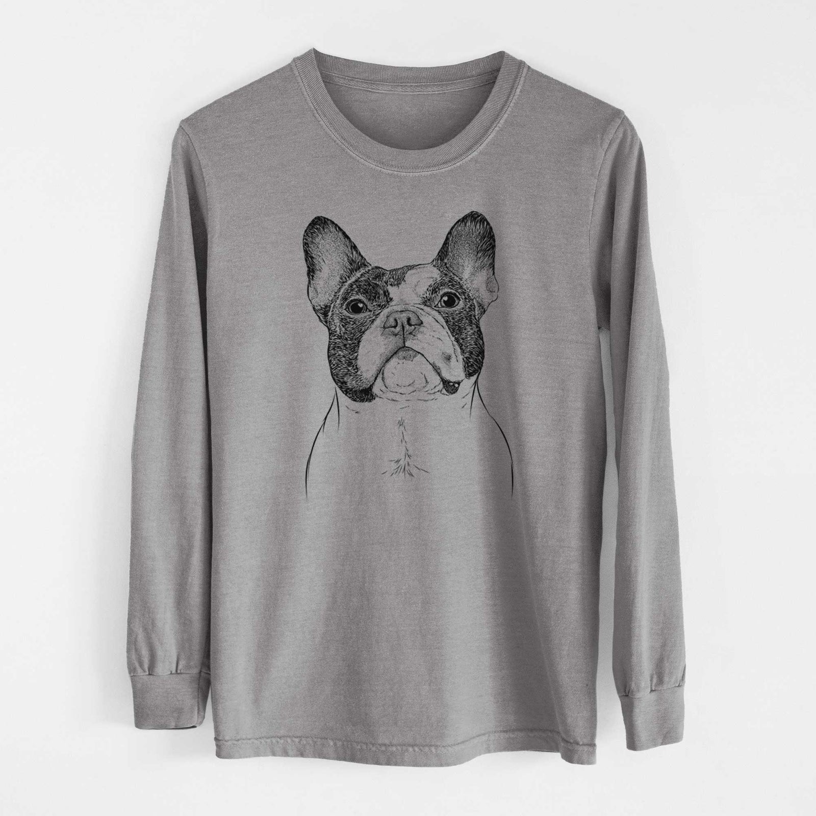 Bare Ella the French Bulldog - Men's Heavyweight 100% Cotton Long Sleeve