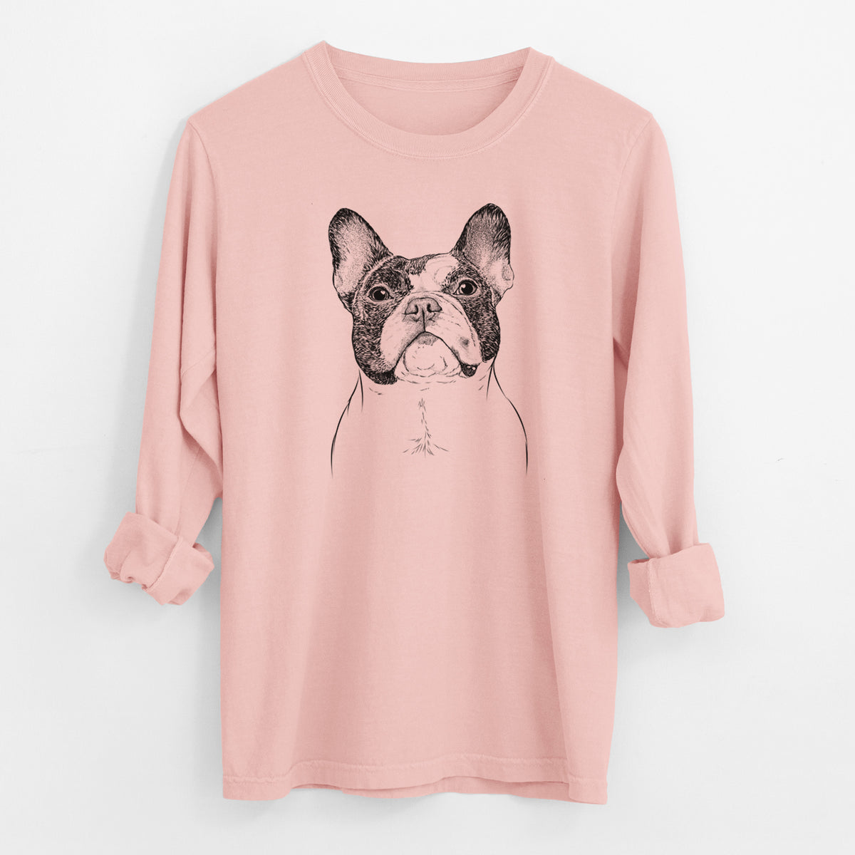 Bare Ella the French Bulldog - Men's Heavyweight 100% Cotton Long Sleeve