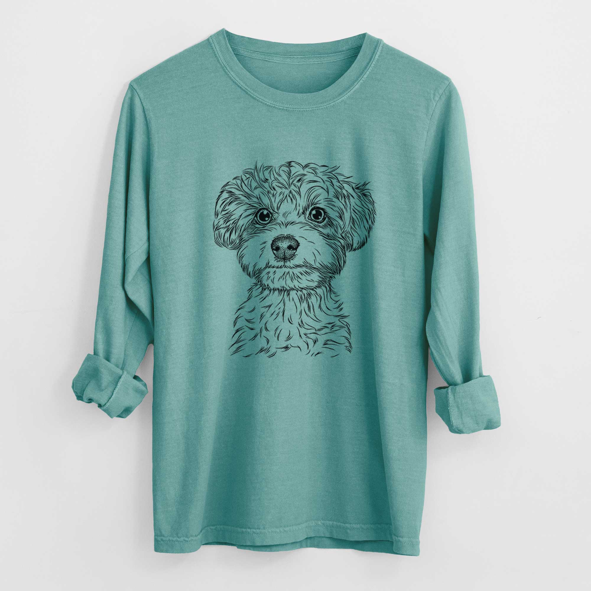 Bare Elliott the Yorkiepoo - Men's Heavyweight 100% Cotton Long Sleeve