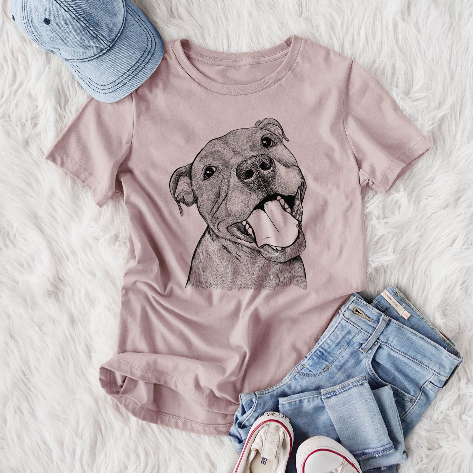 Bare Eloise the Pitbull Mix - Women's Lightweight Relaxed Fit 100% Cotton Crewneck