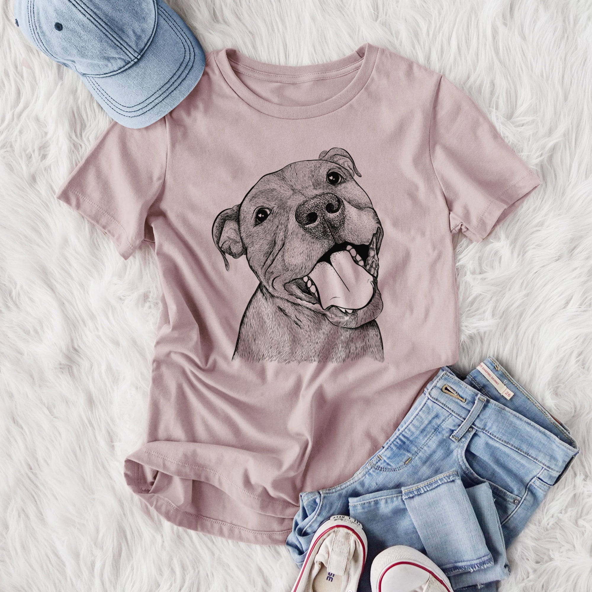 Bare Eloise the Pitbull Mix - Women's Lightweight Relaxed Fit 100% Cotton Crewneck