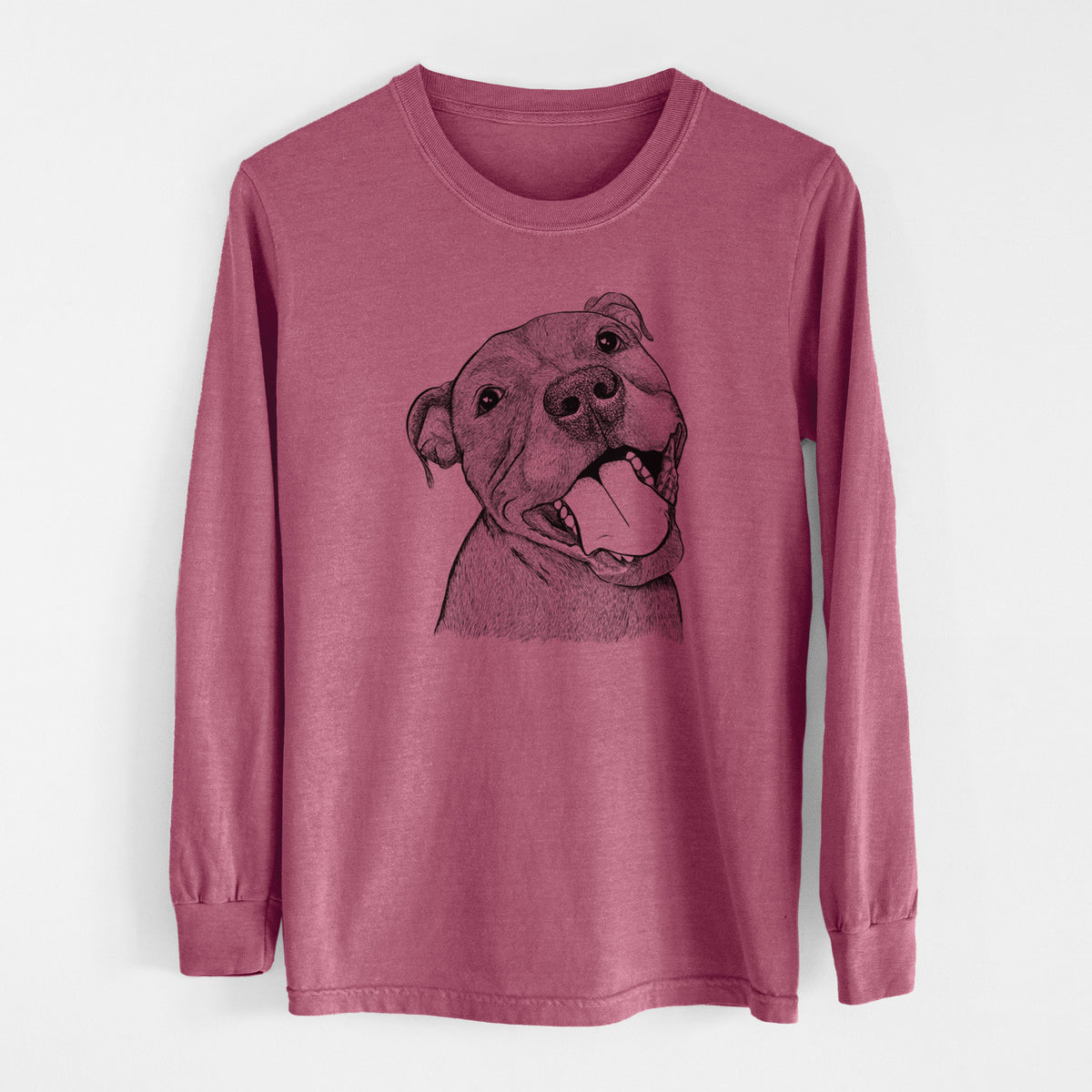 Bare Eloise the Pitbull Mix - Men's Heavyweight 100% Cotton Long Sleeve