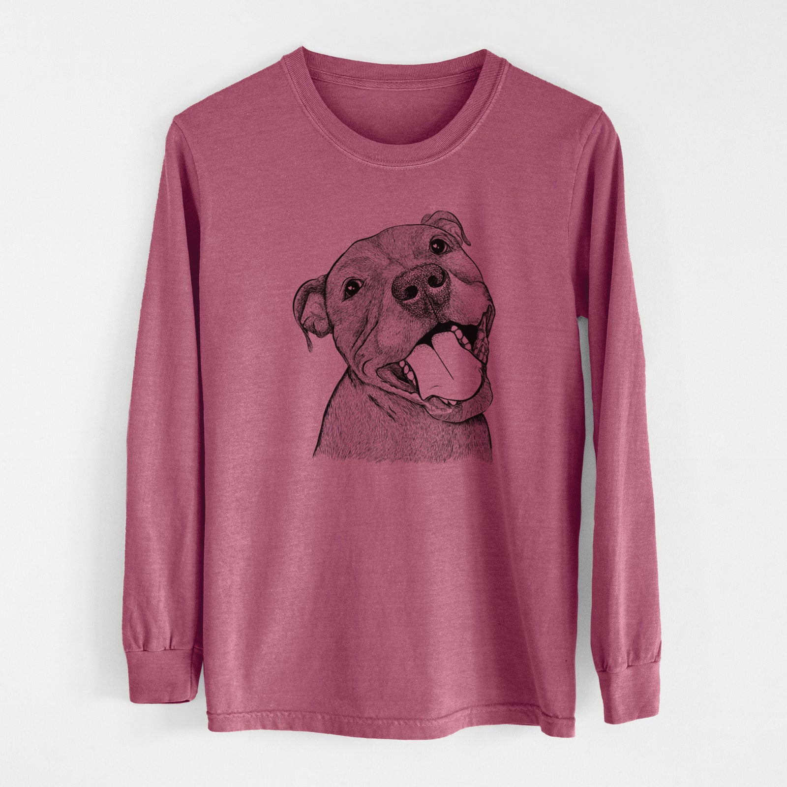 Bare Eloise the Pitbull Mix - Men's Heavyweight 100% Cotton Long Sleeve