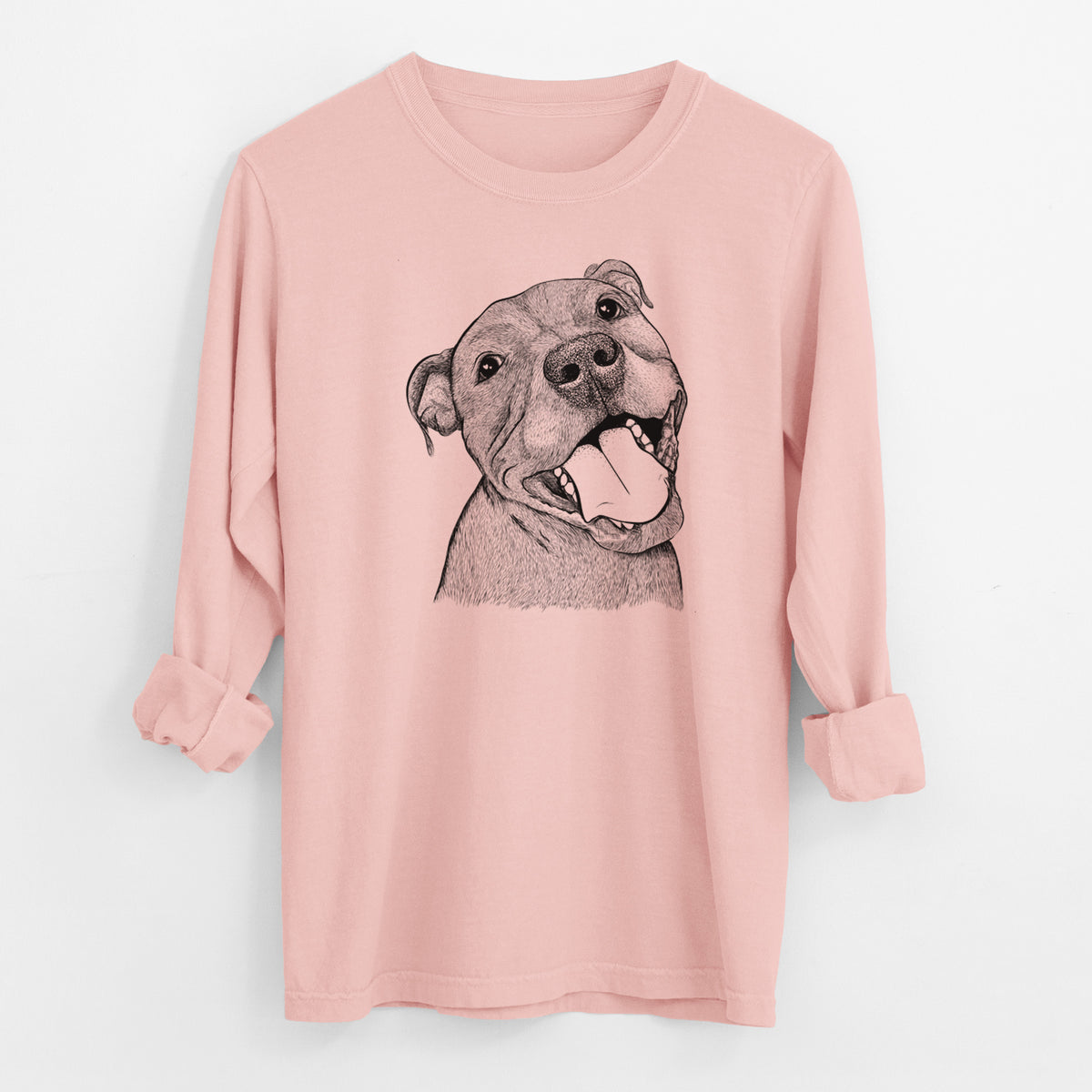 Bare Eloise the Pitbull Mix - Men's Heavyweight 100% Cotton Long Sleeve