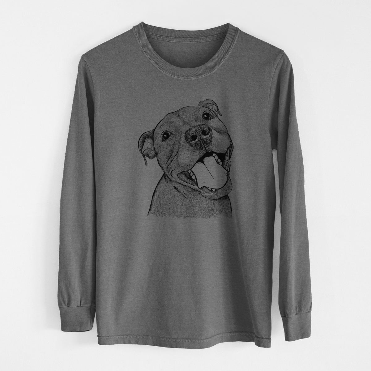 Bare Eloise the Pitbull Mix - Men's Heavyweight 100% Cotton Long Sleeve