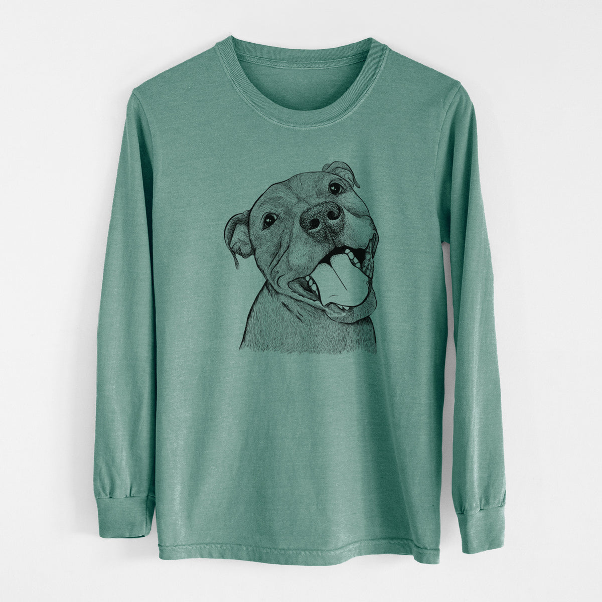 Bare Eloise the Pitbull Mix - Men's Heavyweight 100% Cotton Long Sleeve