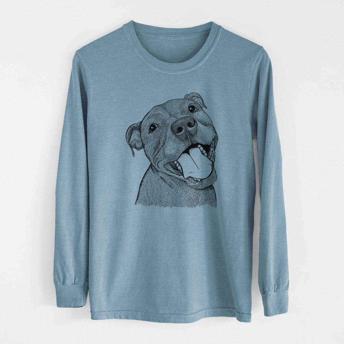 Bare Eloise the Pitbull Mix - Men's Heavyweight 100% Cotton Long Sleeve