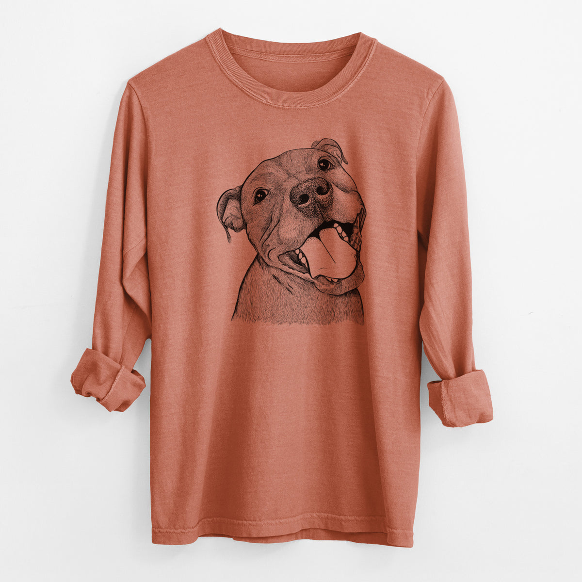 Bare Eloise the Pitbull Mix - Men's Heavyweight 100% Cotton Long Sleeve