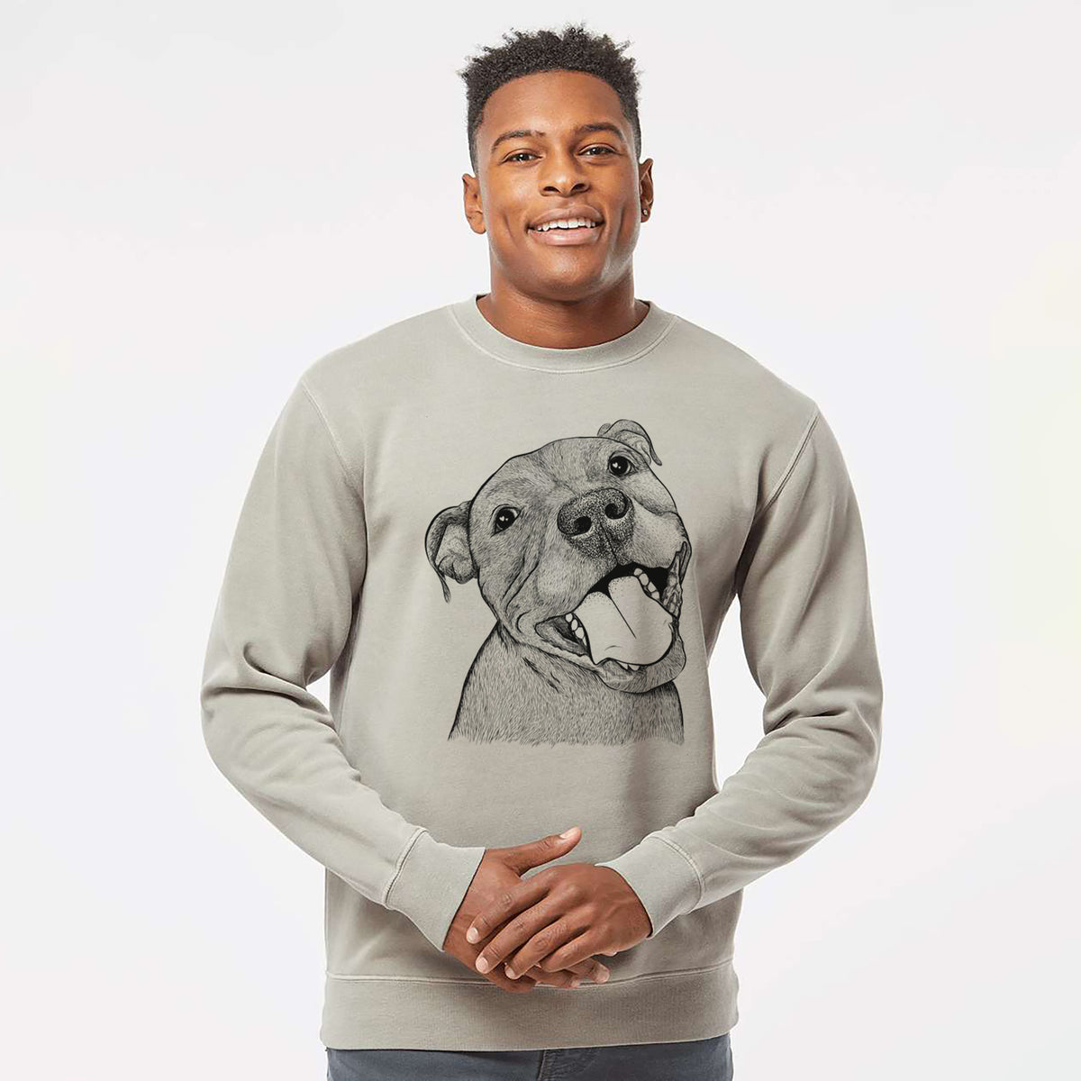 Bare Eloise the Pitbull Mix - Unisex Pigment Dyed Crew Sweatshirt