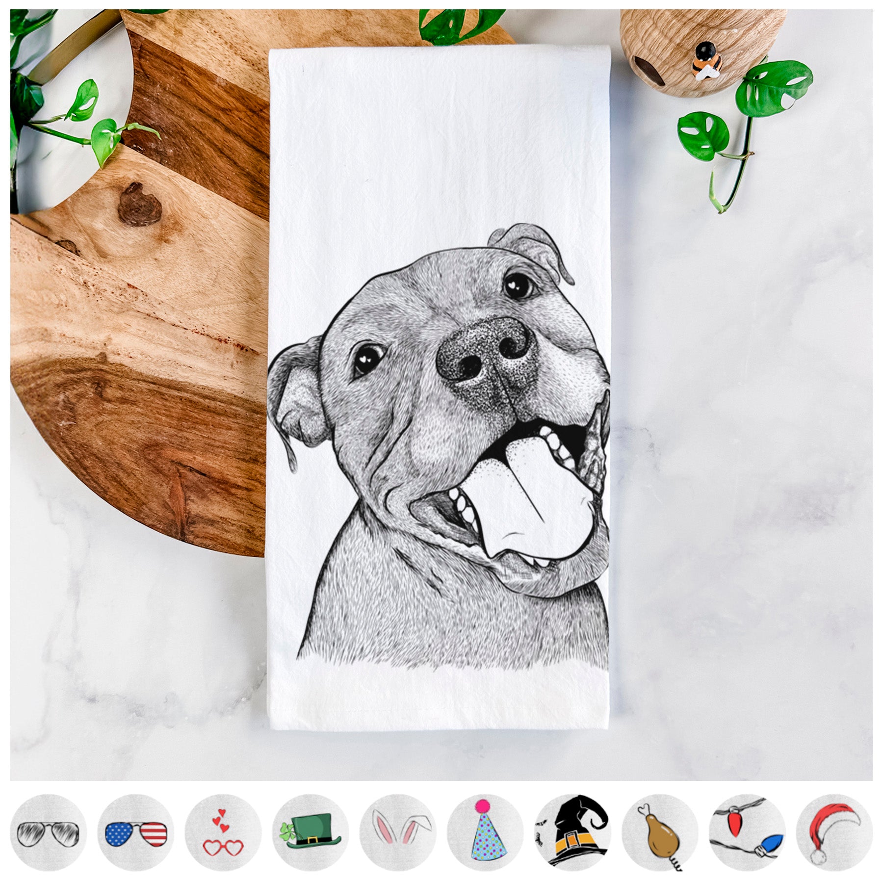 Eloise the Pitbull Mix Tea Towel