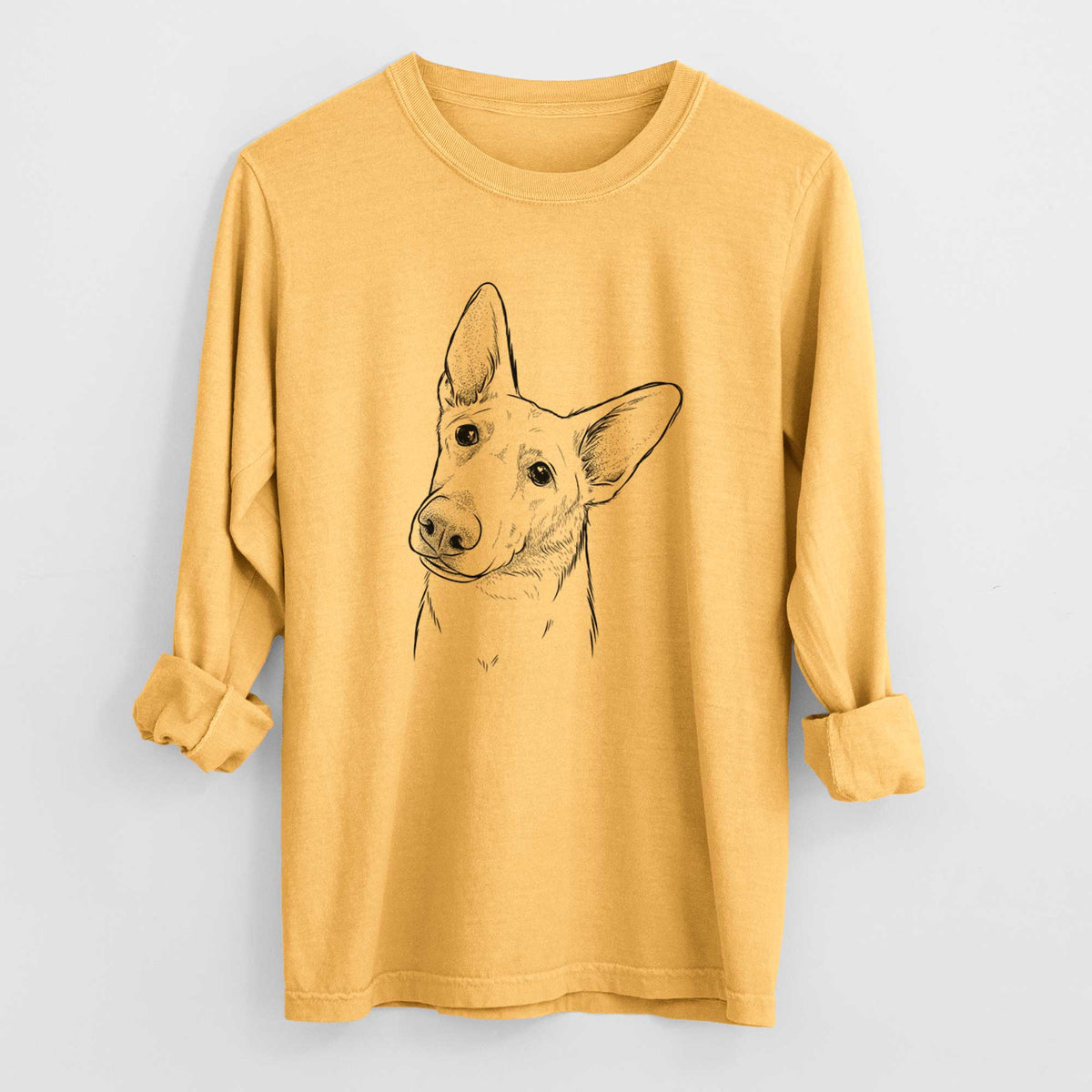 Bare Elsa the German Shepherd - Men's Heavyweight 100% Cotton Long Sleeve