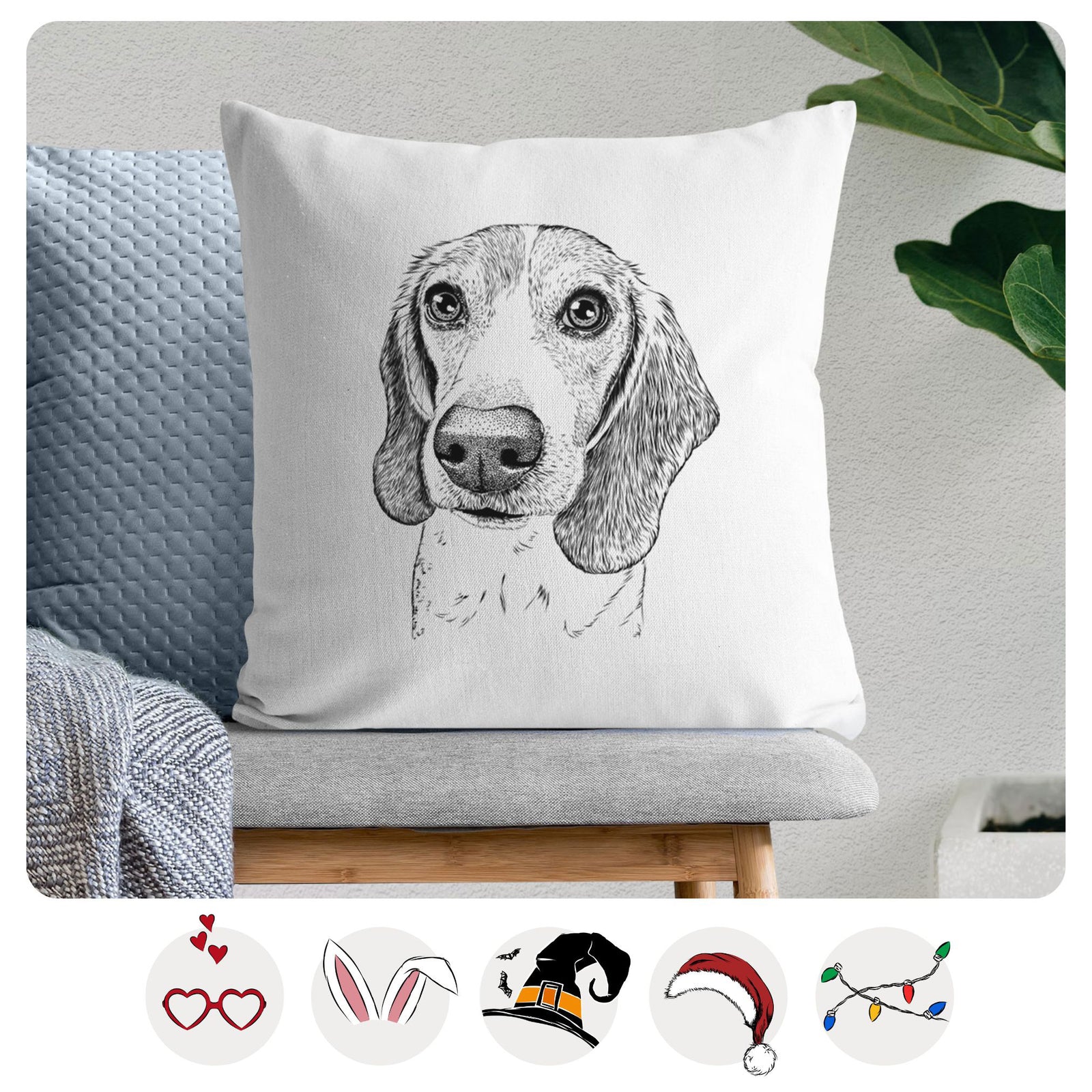 Elvis the Bluetick Beagle - Throw Pillow Cover