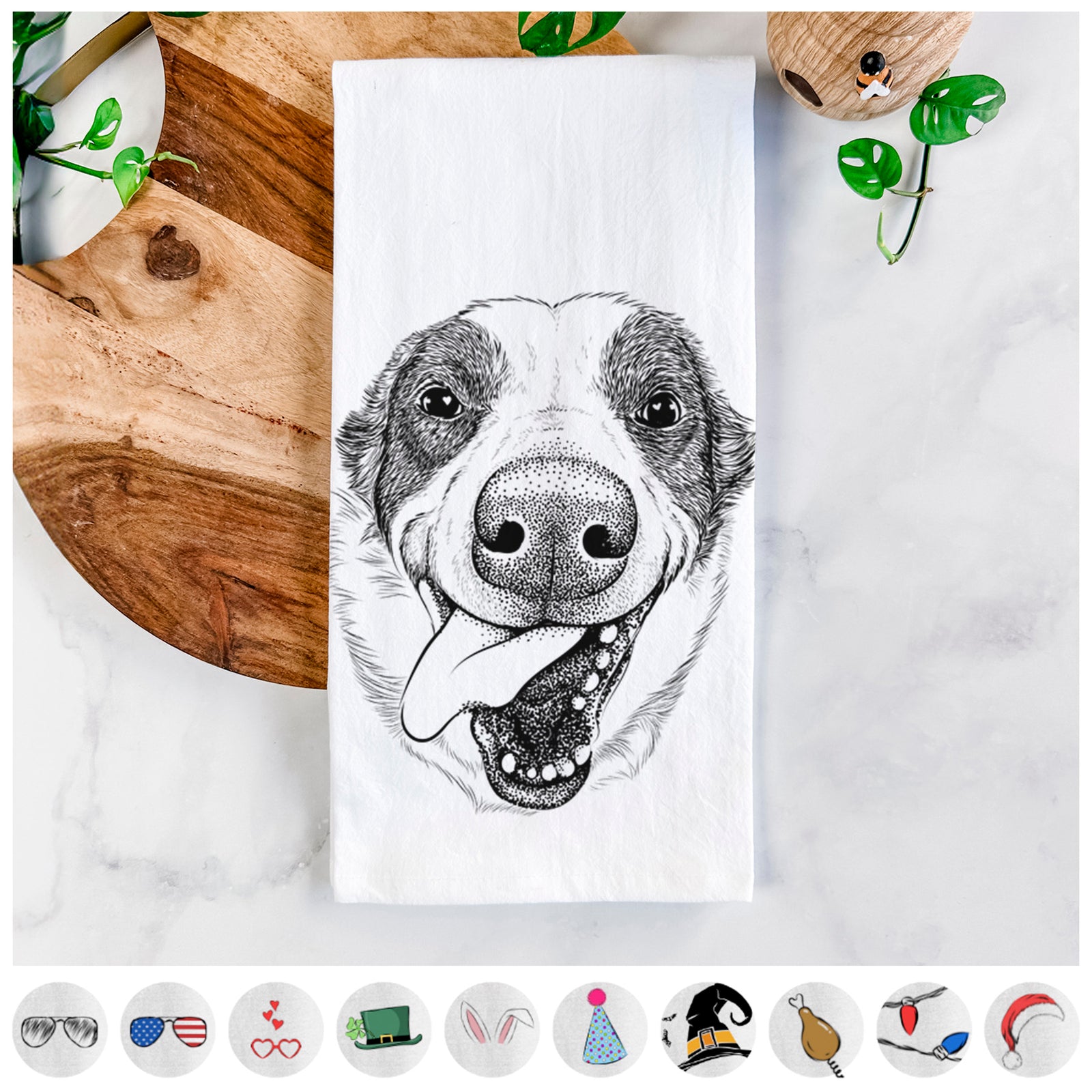 Elwood the Border Collie Tea Towel