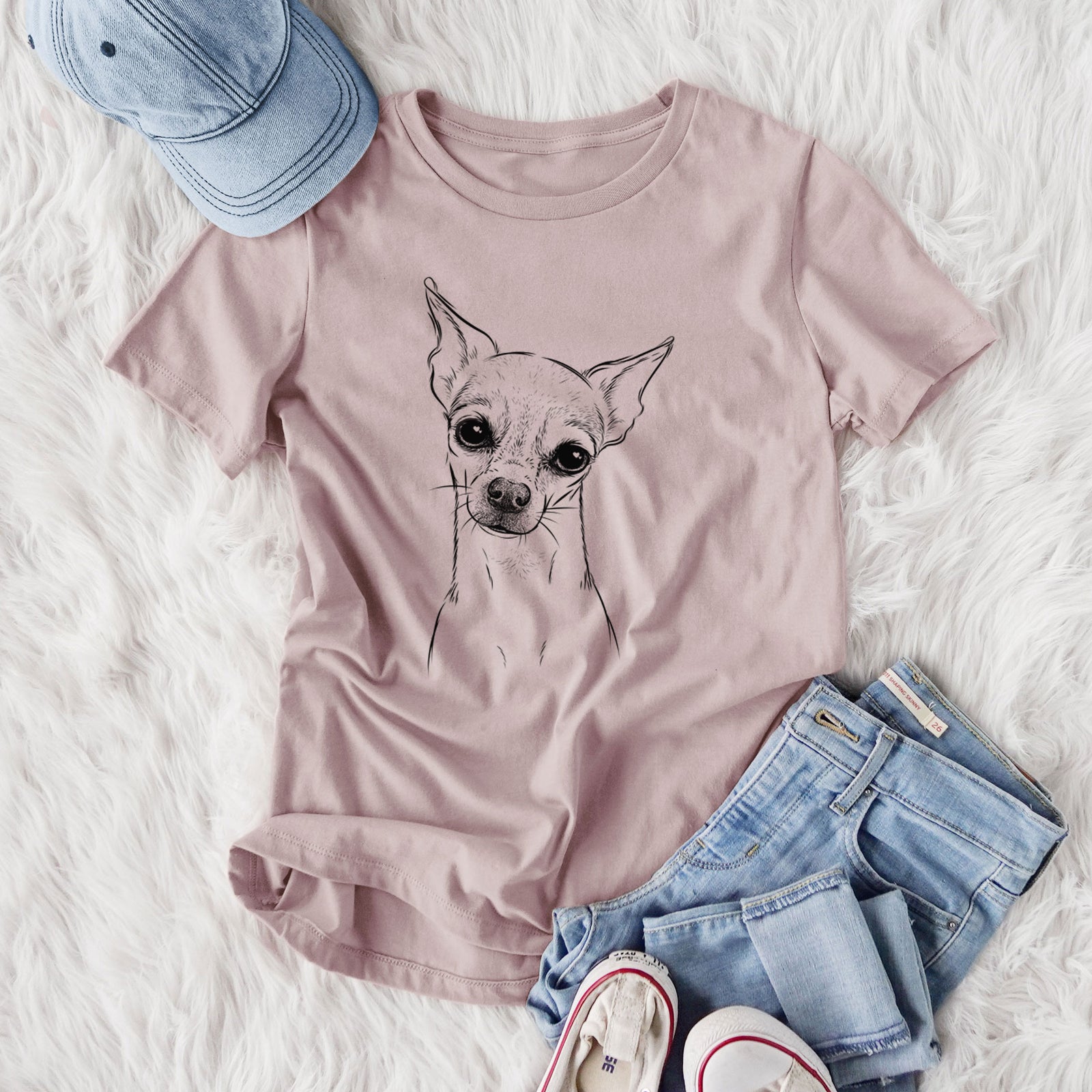 Bare Emee the Chihuahua - Women's Lightweight Relaxed Fit 100% Cotton Crewneck