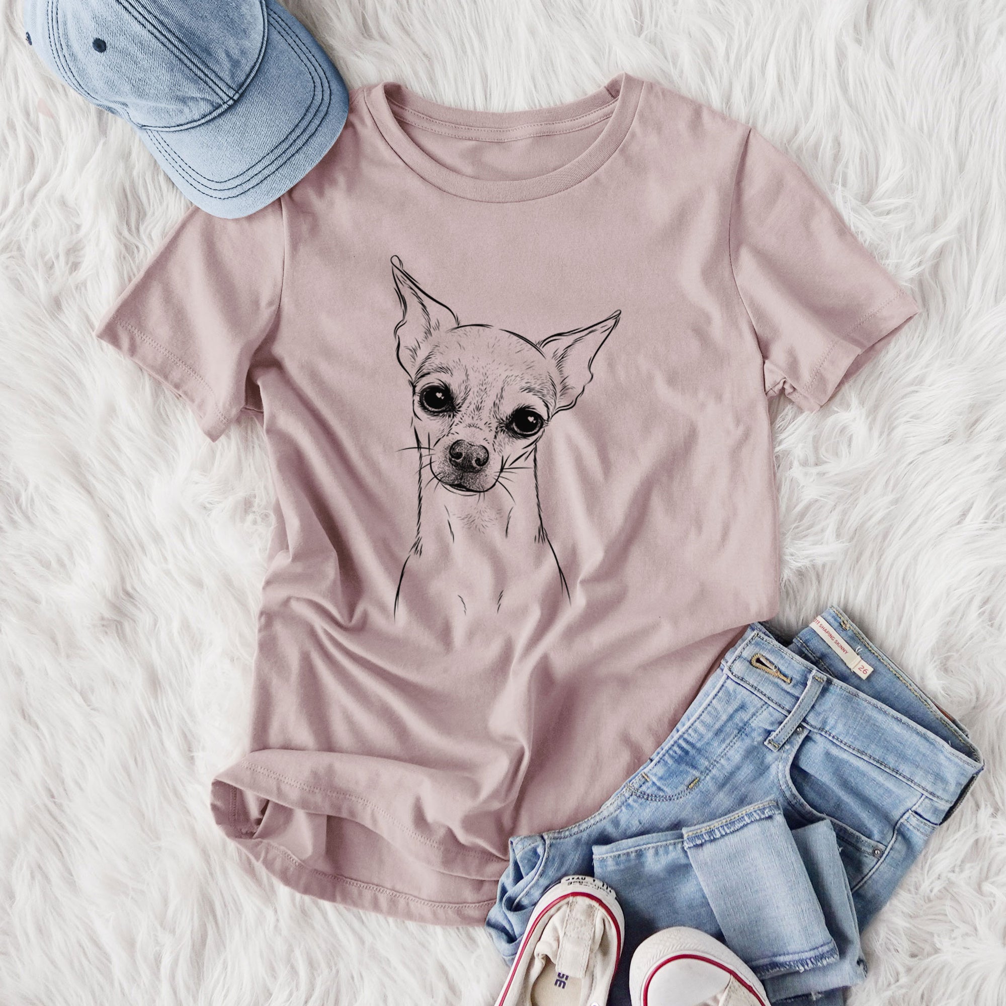Bare Emee the Chihuahua - Women's Lightweight Relaxed Fit 100% Cotton Crewneck