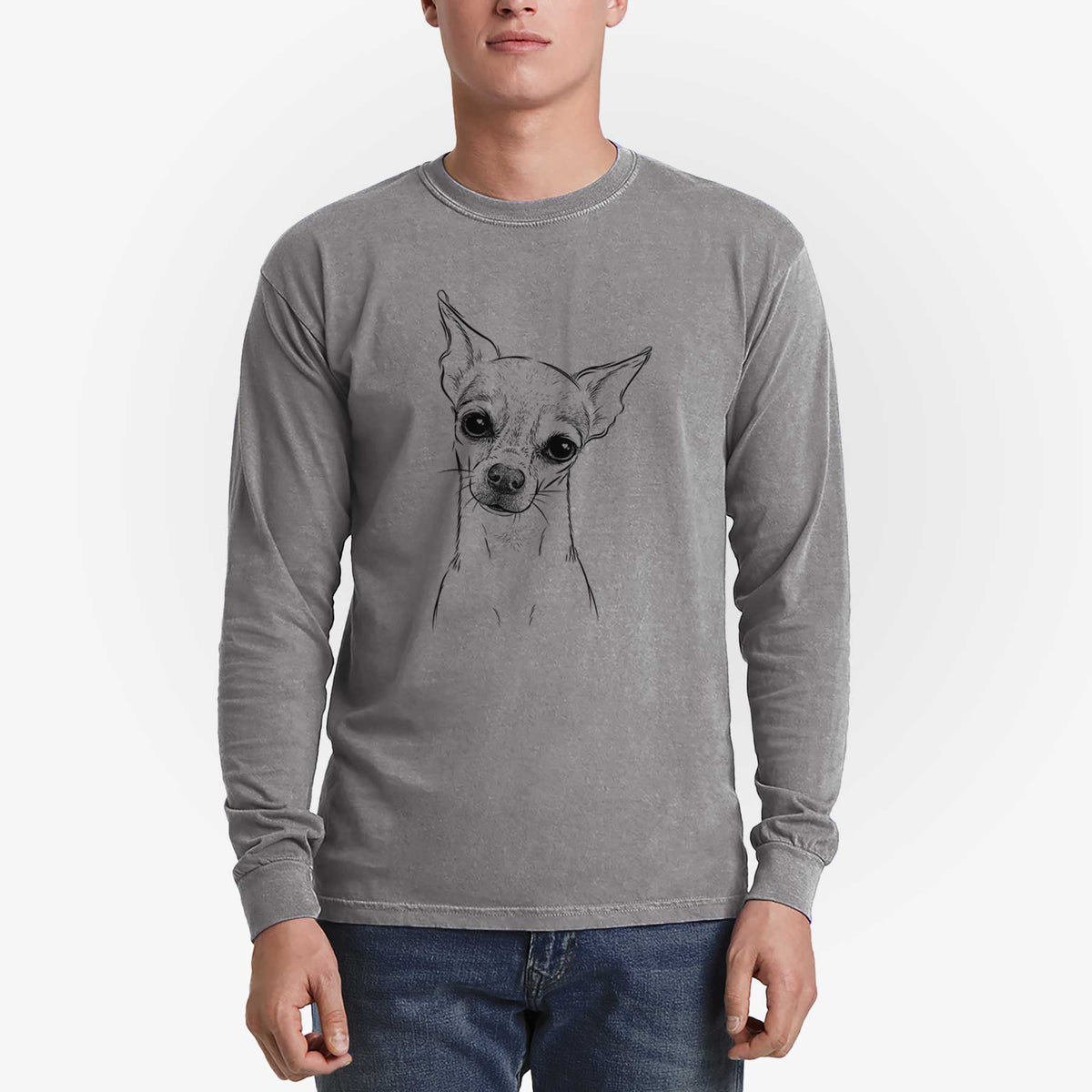 Bare Emee the Chihuahua - Men's Heavyweight 100% Cotton Long Sleeve