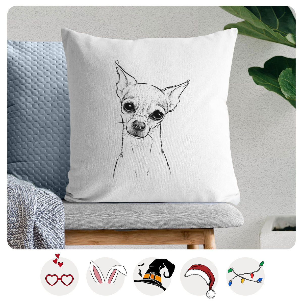 Emee the Chihuahua - Throw Pillow Cover