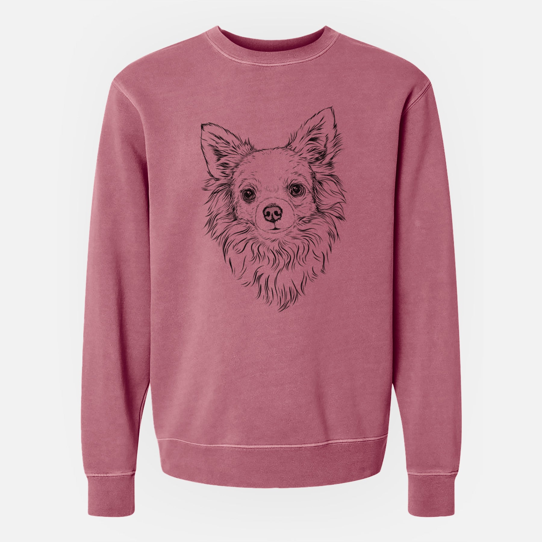 Bare Emma the Longhaired Chihuahua - Unisex Pigment Dyed Crew Sweatshirt