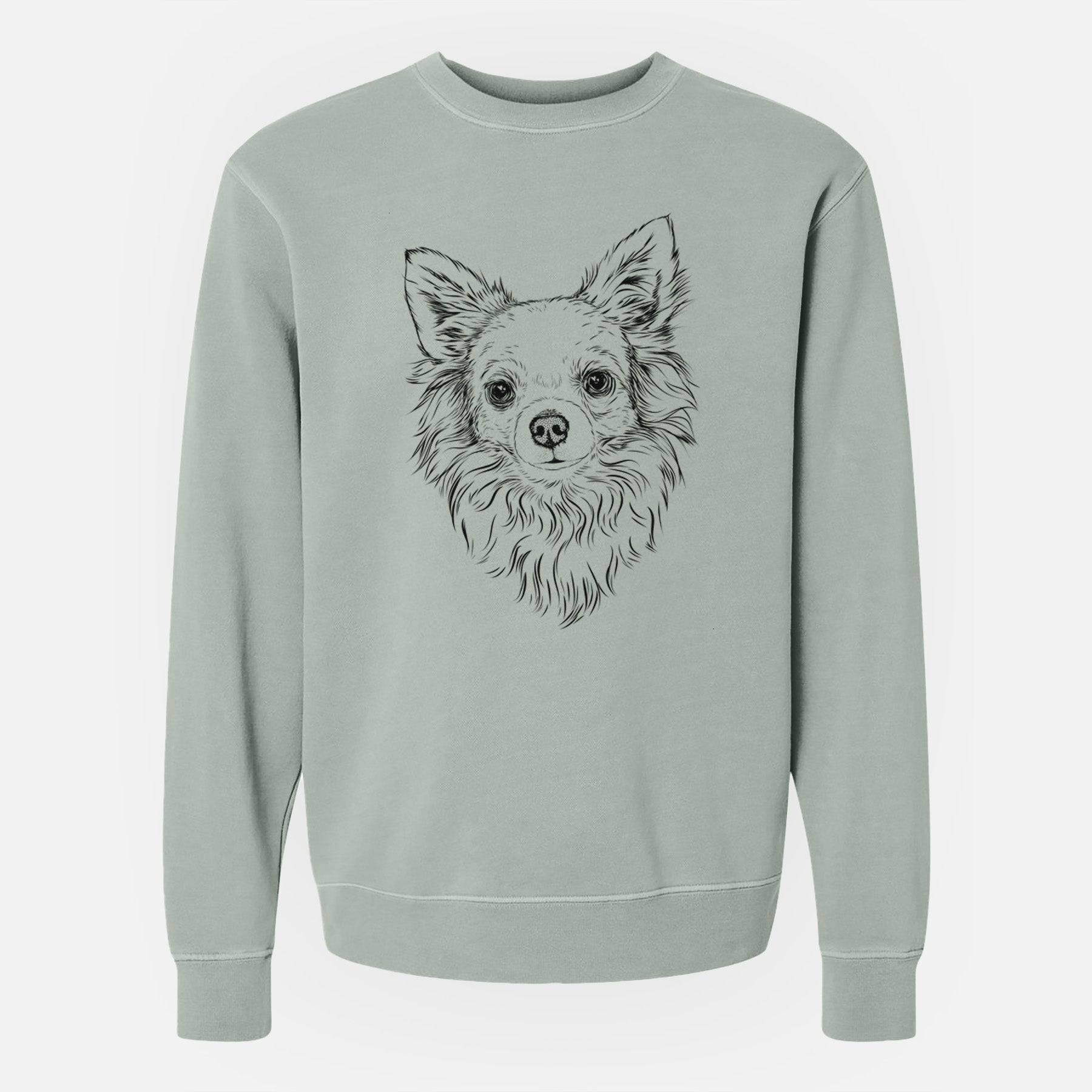 Bare Emma the Longhaired Chihuahua - Unisex Pigment Dyed Crew Sweatshirt