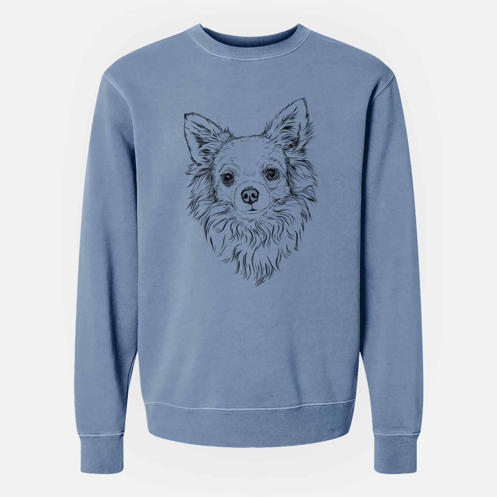 Bare Emma the Longhaired Chihuahua - Unisex Pigment Dyed Crew Sweatshirt