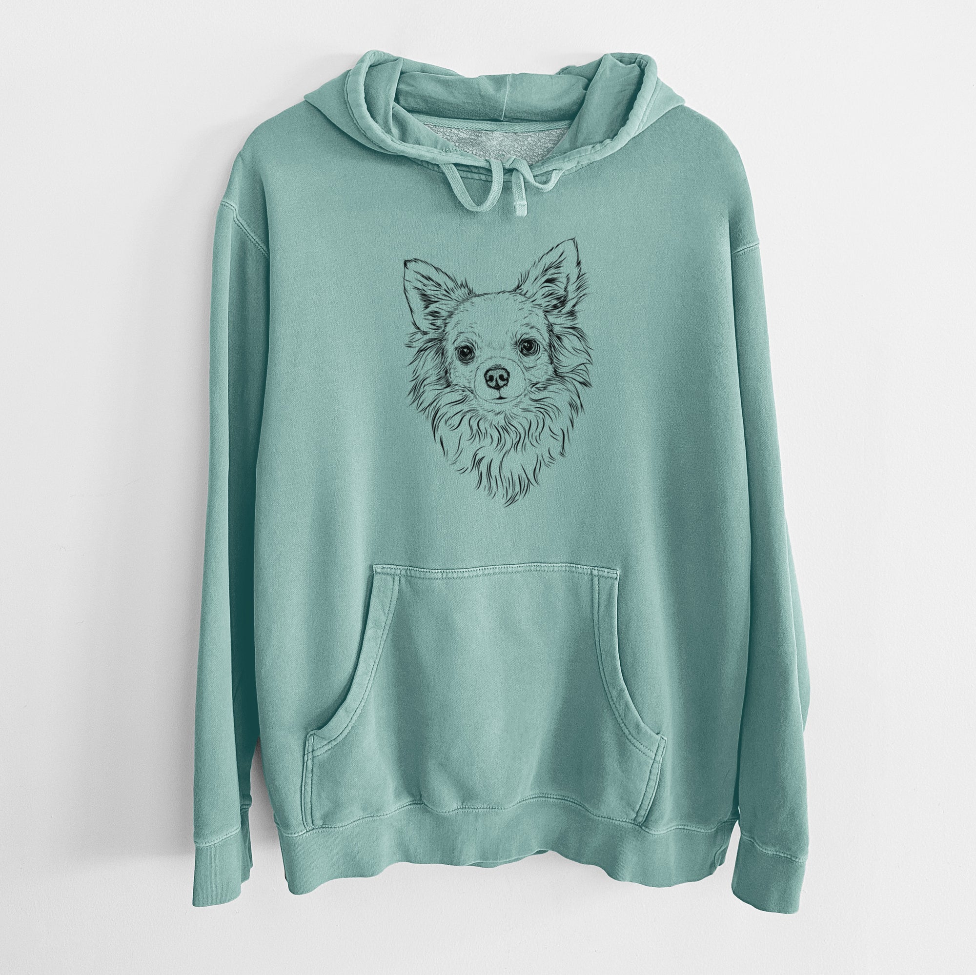 Bare Emma the Longhaired Chihuahua - Unisex Pigment Dyed Hoodie