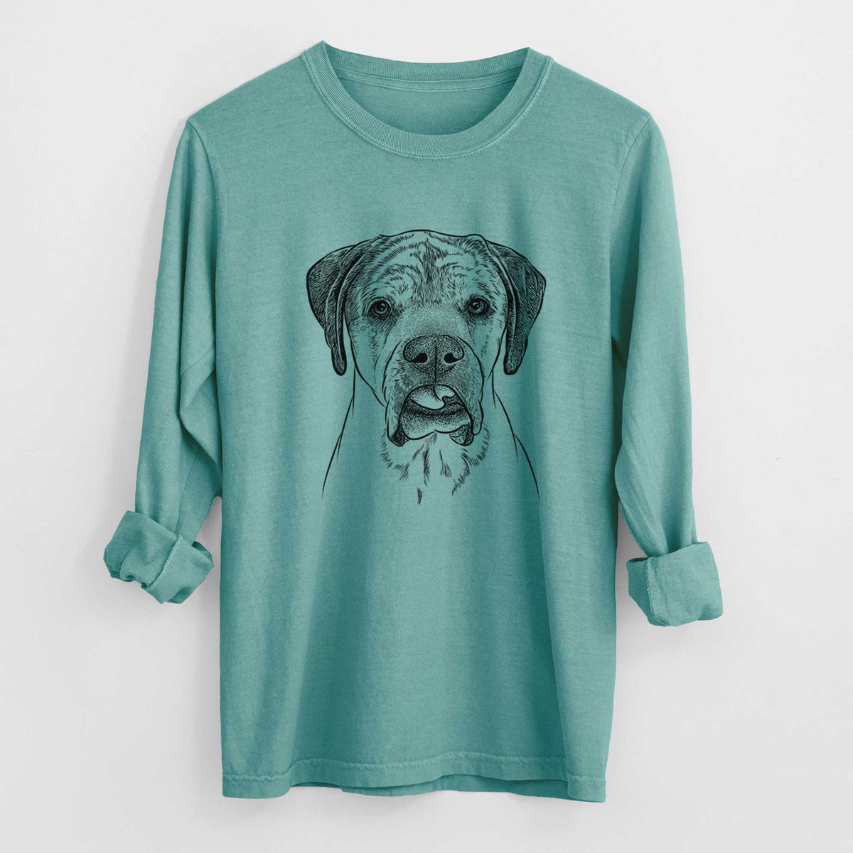 Bare Emma the English Mastiff - Men&#39;s Heavyweight 100% Cotton Long Sleeve