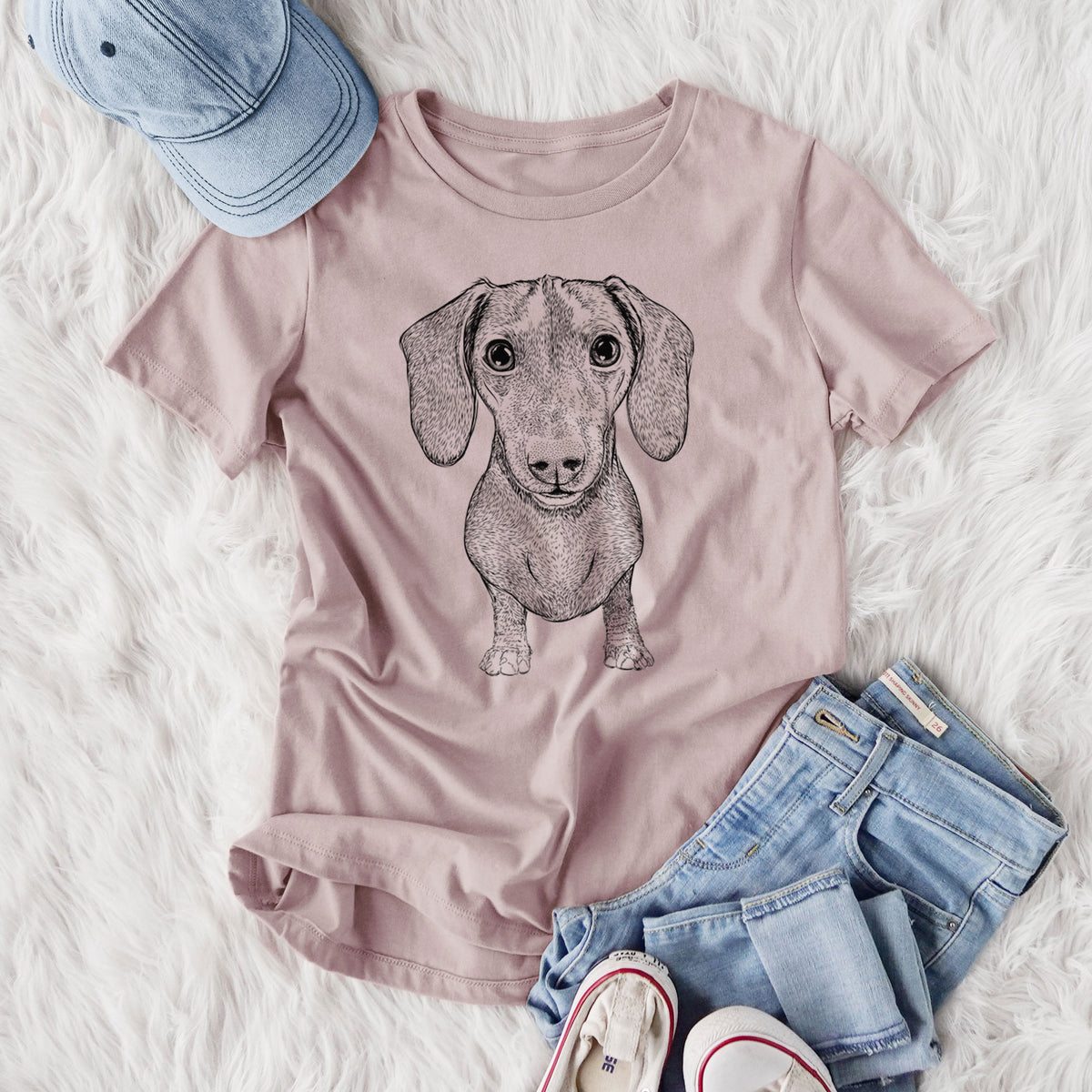 Bare Ernie the Mini Dachshund - Women's Lightweight Relaxed Fit 100% Cotton Crewneck