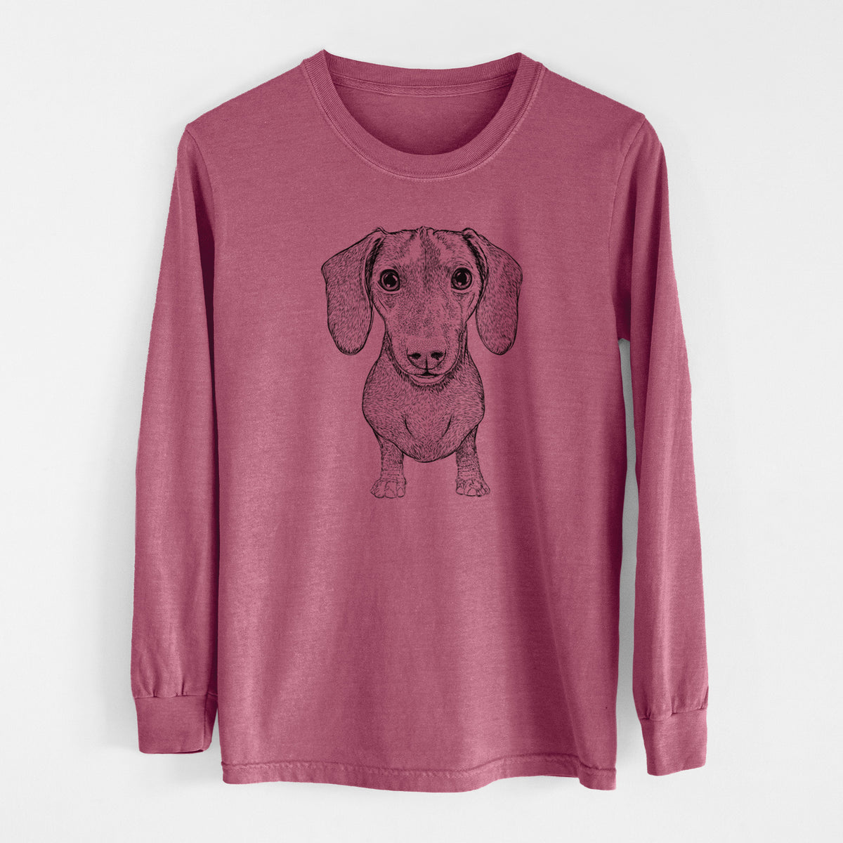 Bare Ernie the Mini Dachshund - Men's Heavyweight 100% Cotton Long Sleeve