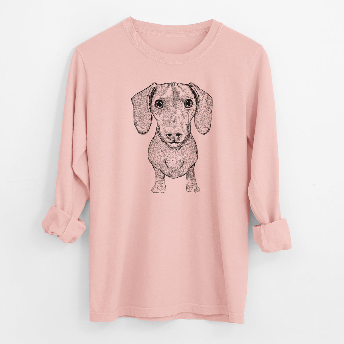 Bare Ernie the Mini Dachshund - Men's Heavyweight 100% Cotton Long Sleeve