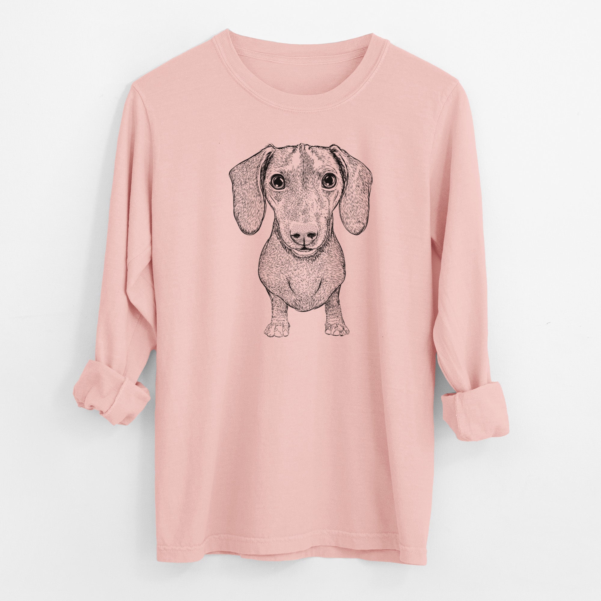 Bare Ernie the Mini Dachshund - Men's Heavyweight 100% Cotton Long Sleeve