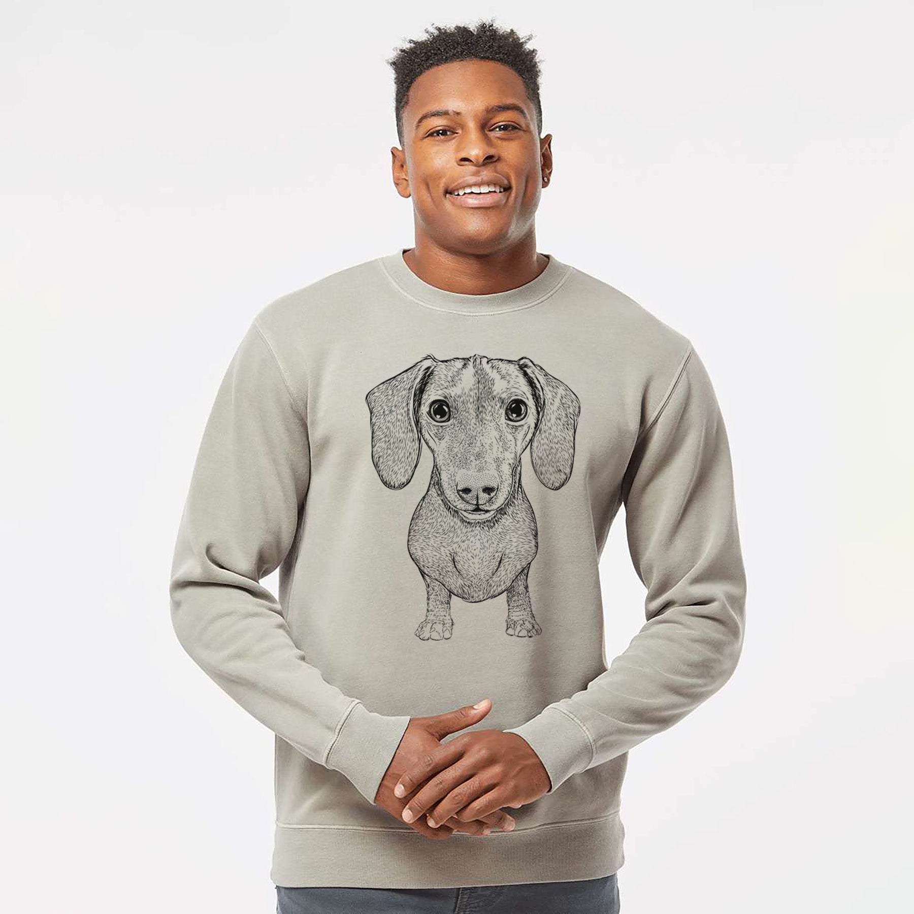 Bare Ernie the Mini Dachshund - Unisex Pigment Dyed Crew Sweatshirt