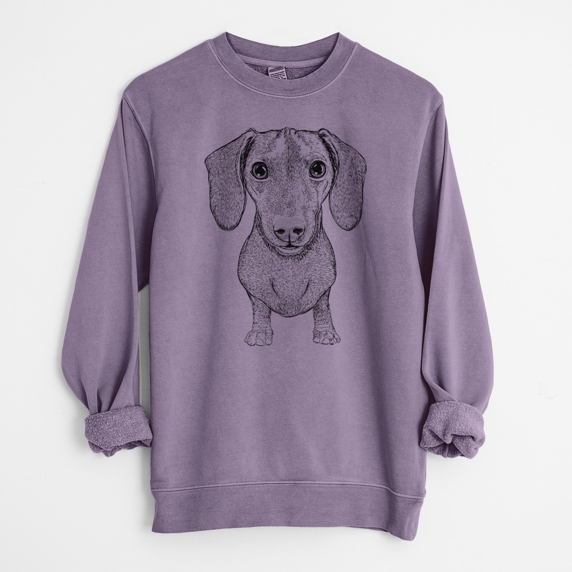 Bare Ernie the Mini Dachshund - Unisex Pigment Dyed Crew Sweatshirt