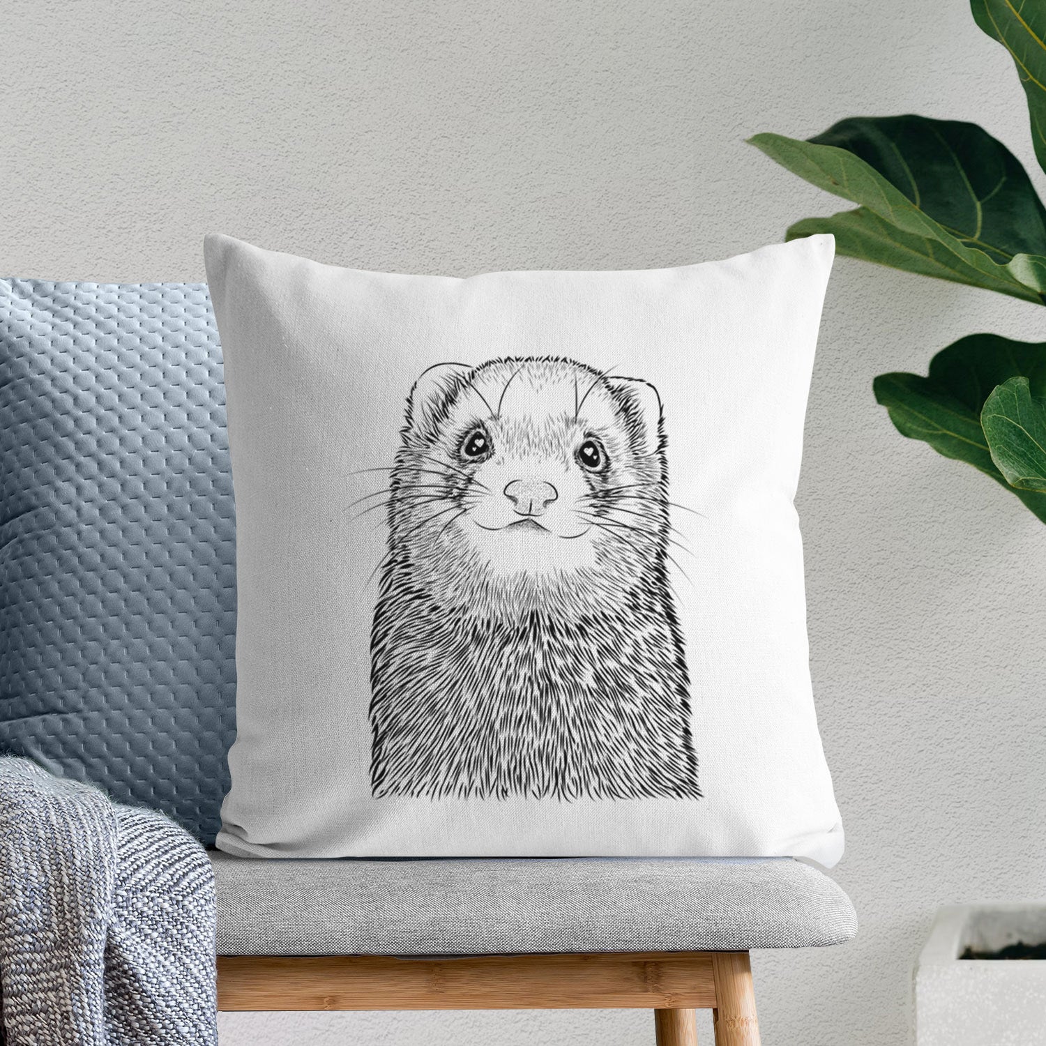 Fig the Ferret - Throw Pillow Cover