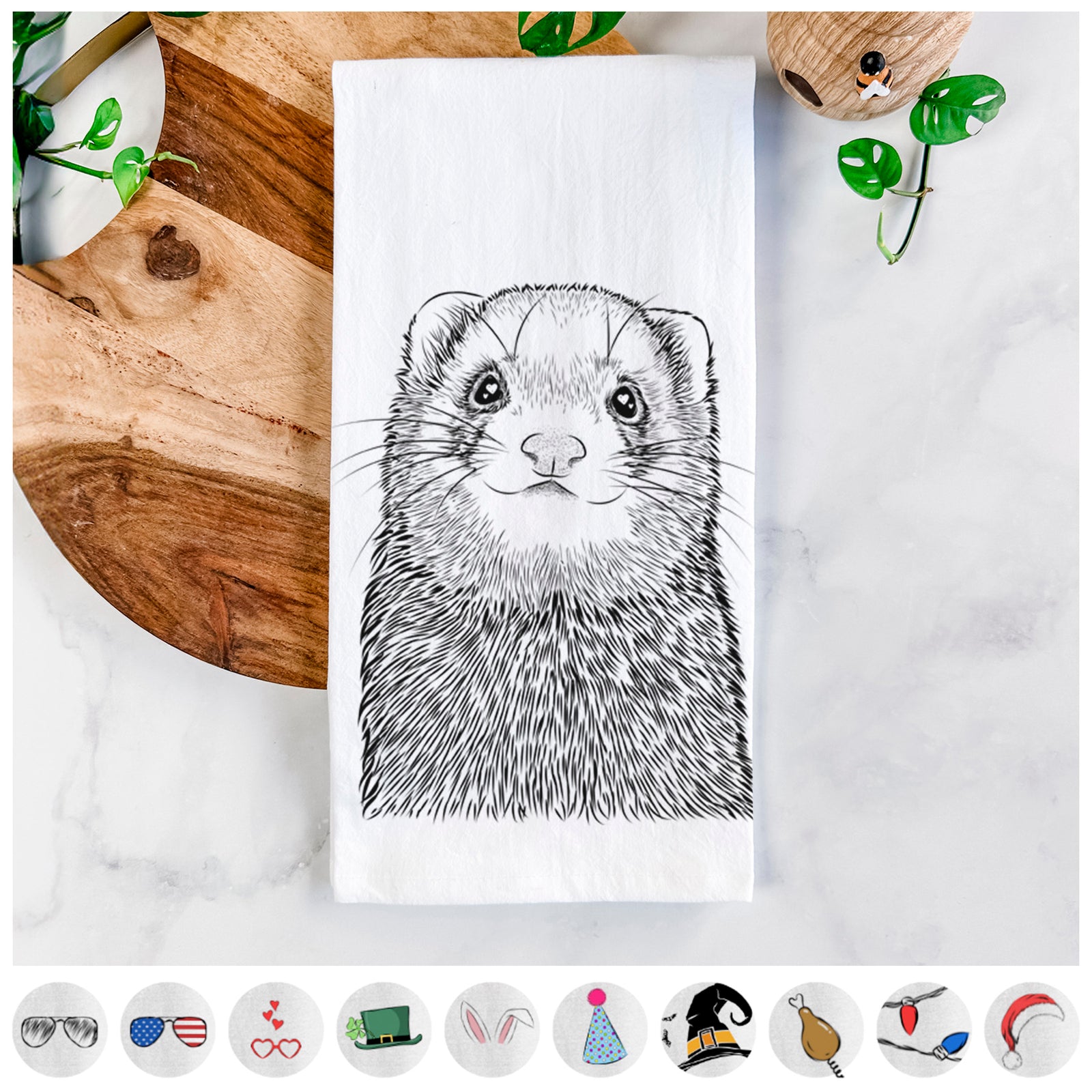 Fig the Ferret Tea Towel