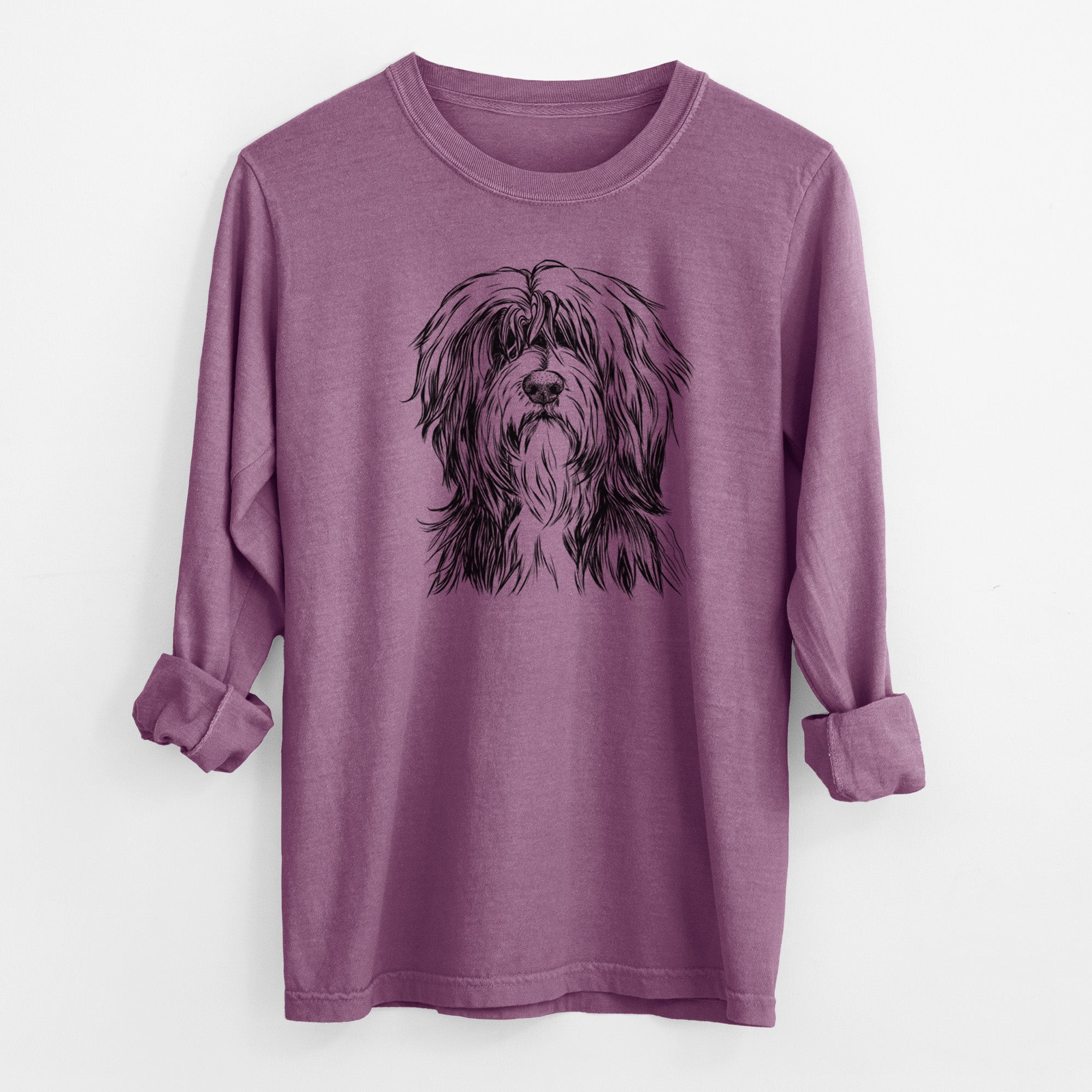 Bare Fiji the Polish Lowland Sheepdog - Men's Heavyweight 100% Cotton Long Sleeve