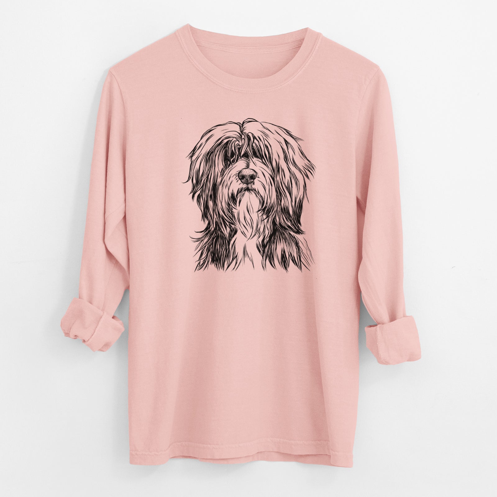 Bare Fiji the Polish Lowland Sheepdog - Men's Heavyweight 100% Cotton Long Sleeve