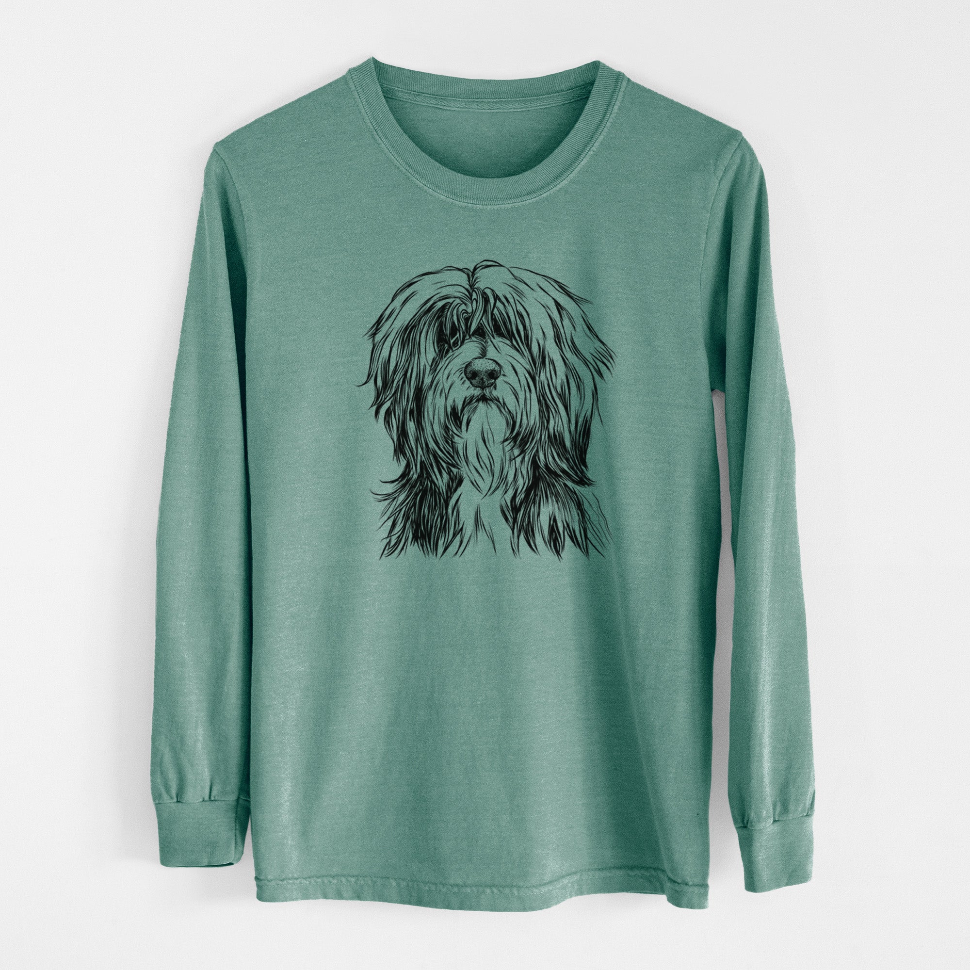 Bare Fiji the Polish Lowland Sheepdog - Men's Heavyweight 100% Cotton Long Sleeve