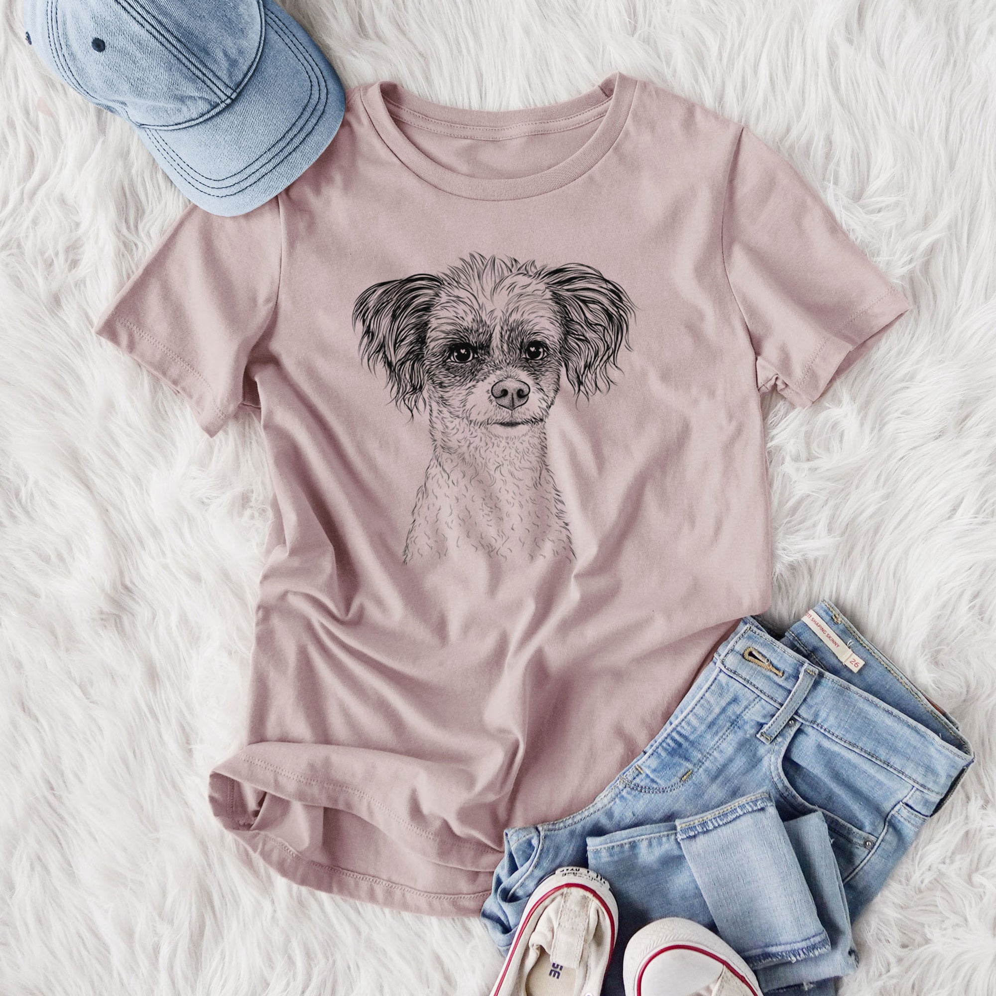Bare Finley the Papillon Mix - Women's Lightweight Relaxed Fit 100% Cotton Crewneck