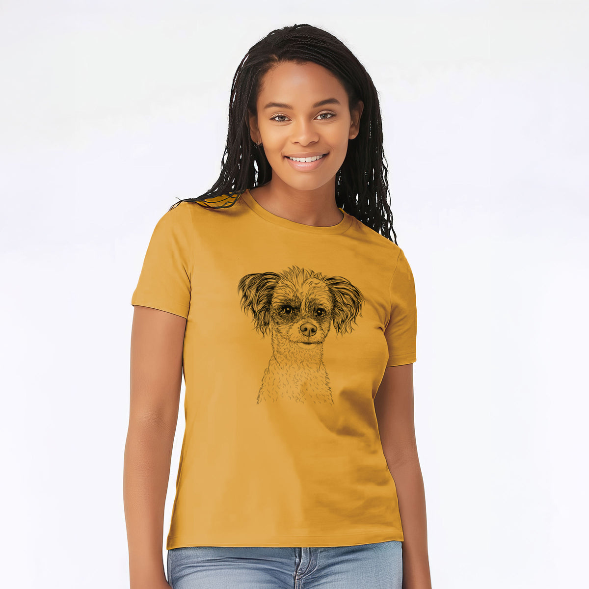 Bare Finley the Papillon Mix - Women's Lightweight Relaxed Fit 100% Cotton Crewneck