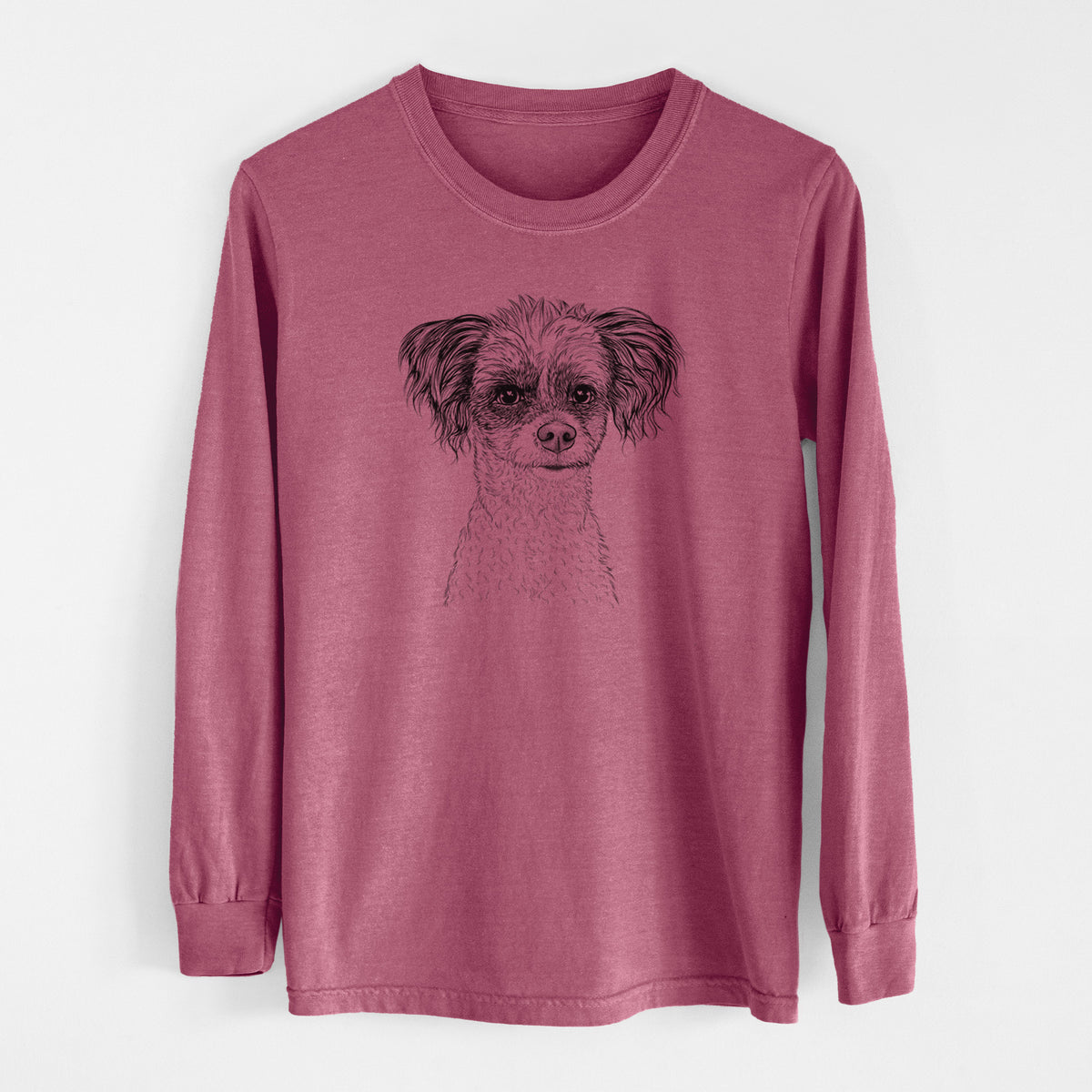 Bare Finley the Papillon Mix - Men's Heavyweight 100% Cotton Long Sleeve