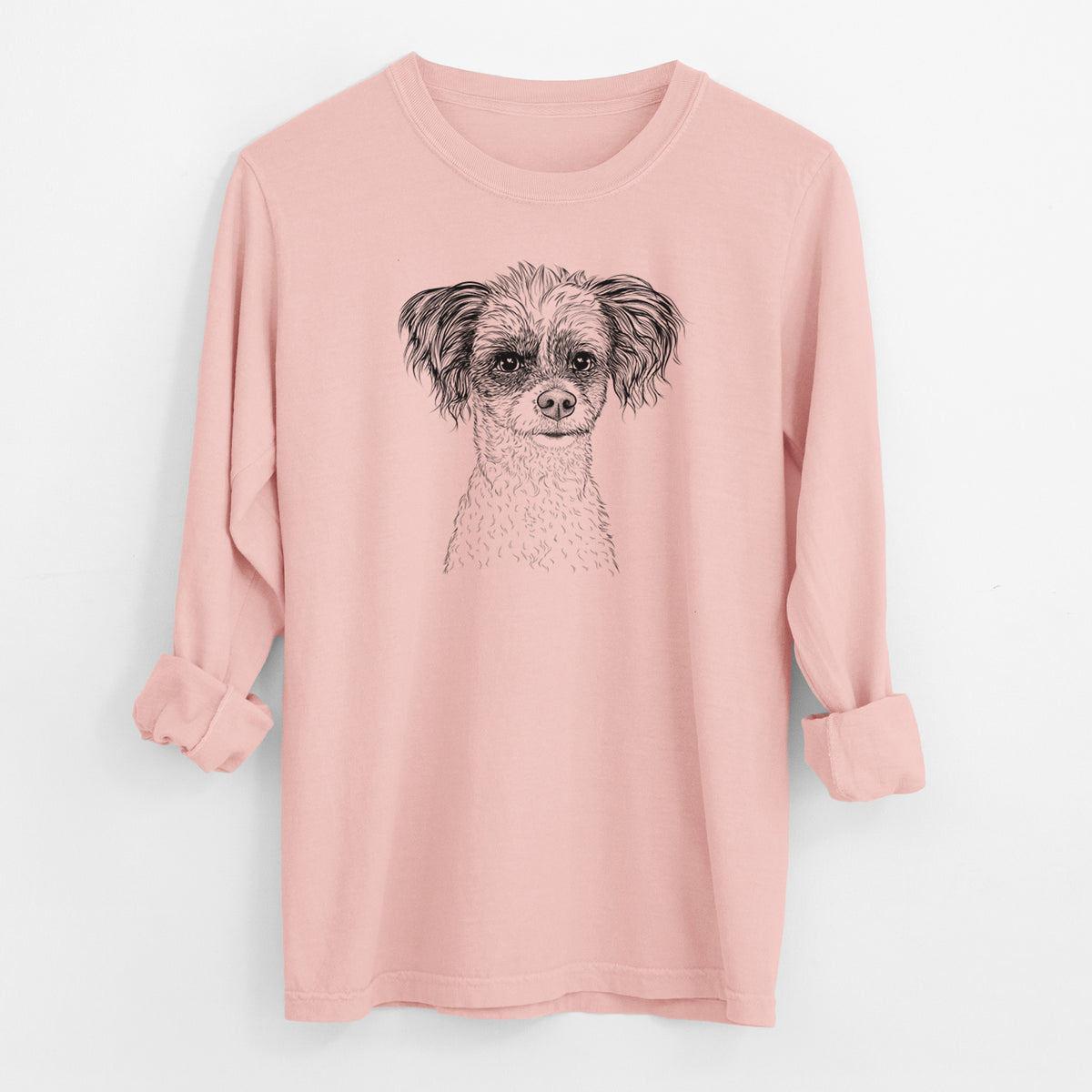 Bare Finley the Papillon Mix - Men's Heavyweight 100% Cotton Long Sleeve