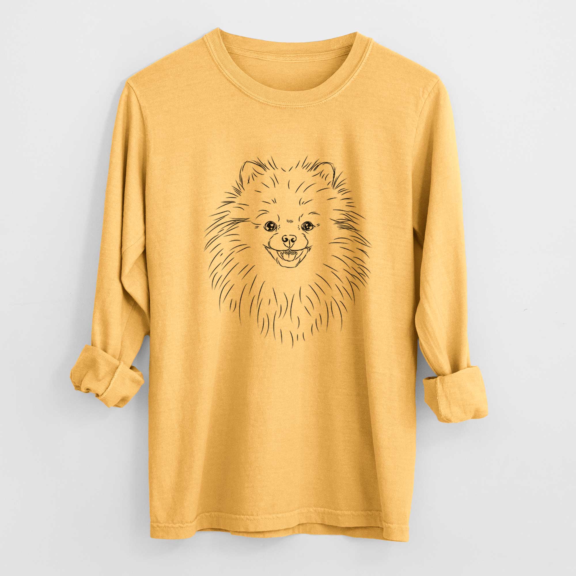 Bare Finn the Pomeranian - Men's Heavyweight 100% Cotton Long Sleeve