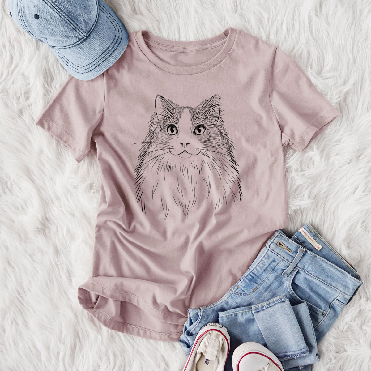 Bare Fiona the Ragdoll Cat - Women's Lightweight Relaxed Fit 100% Cotton Crewneck