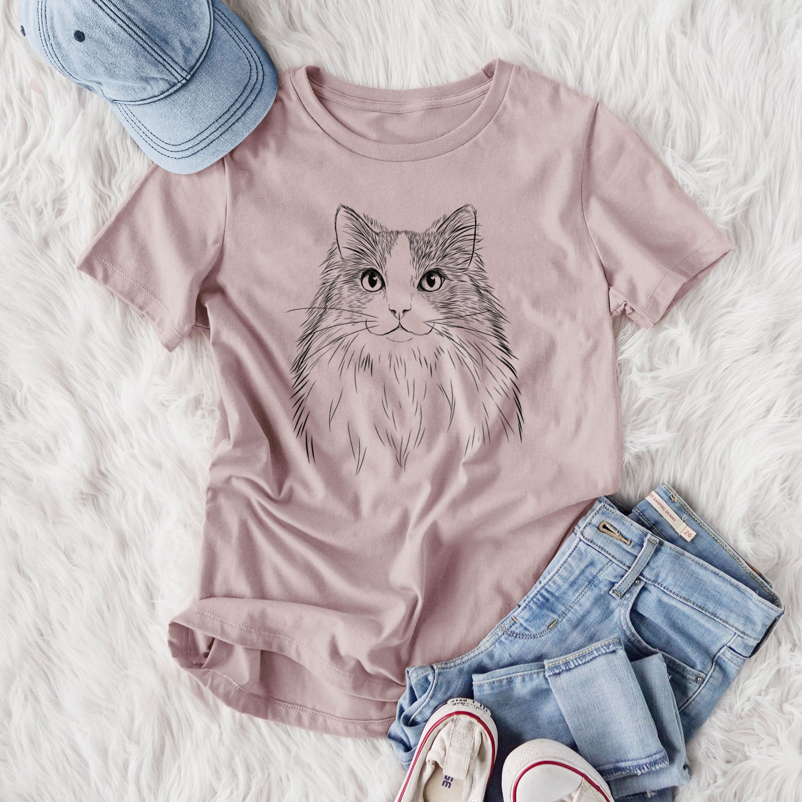 Bare Fiona the Ragdoll Cat - Women's Lightweight Relaxed Fit 100% Cotton Crewneck