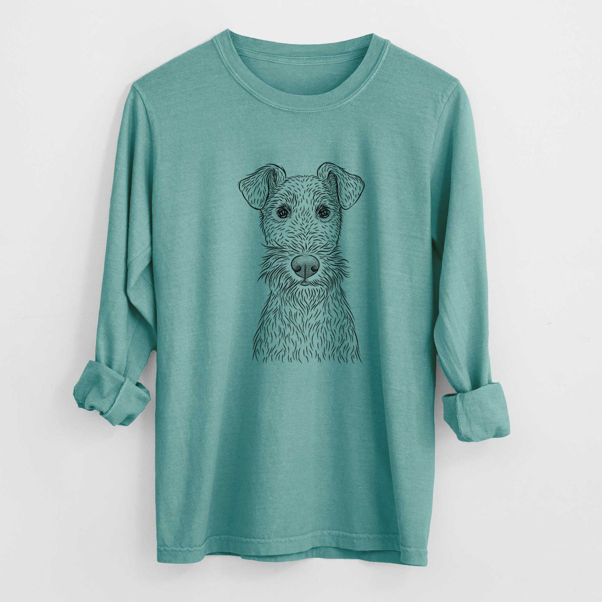 Bare Fitz the Wire Fox Terrier - Men&#39;s Heavyweight 100% Cotton Long Sleeve