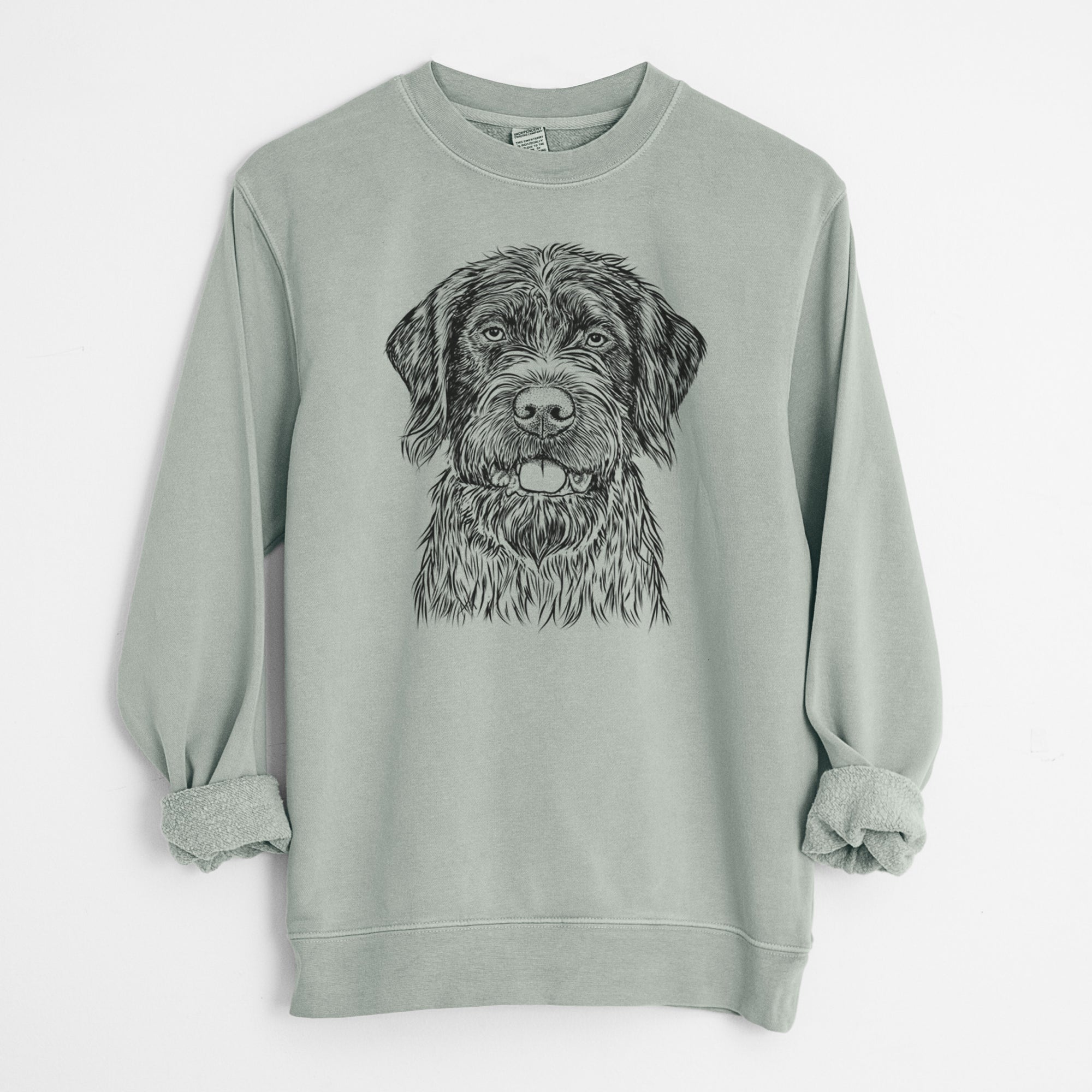 Bare Fletcher the Wirehaired Pointing Griffon - Unisex Pigment Dyed Crew Sweatshirt