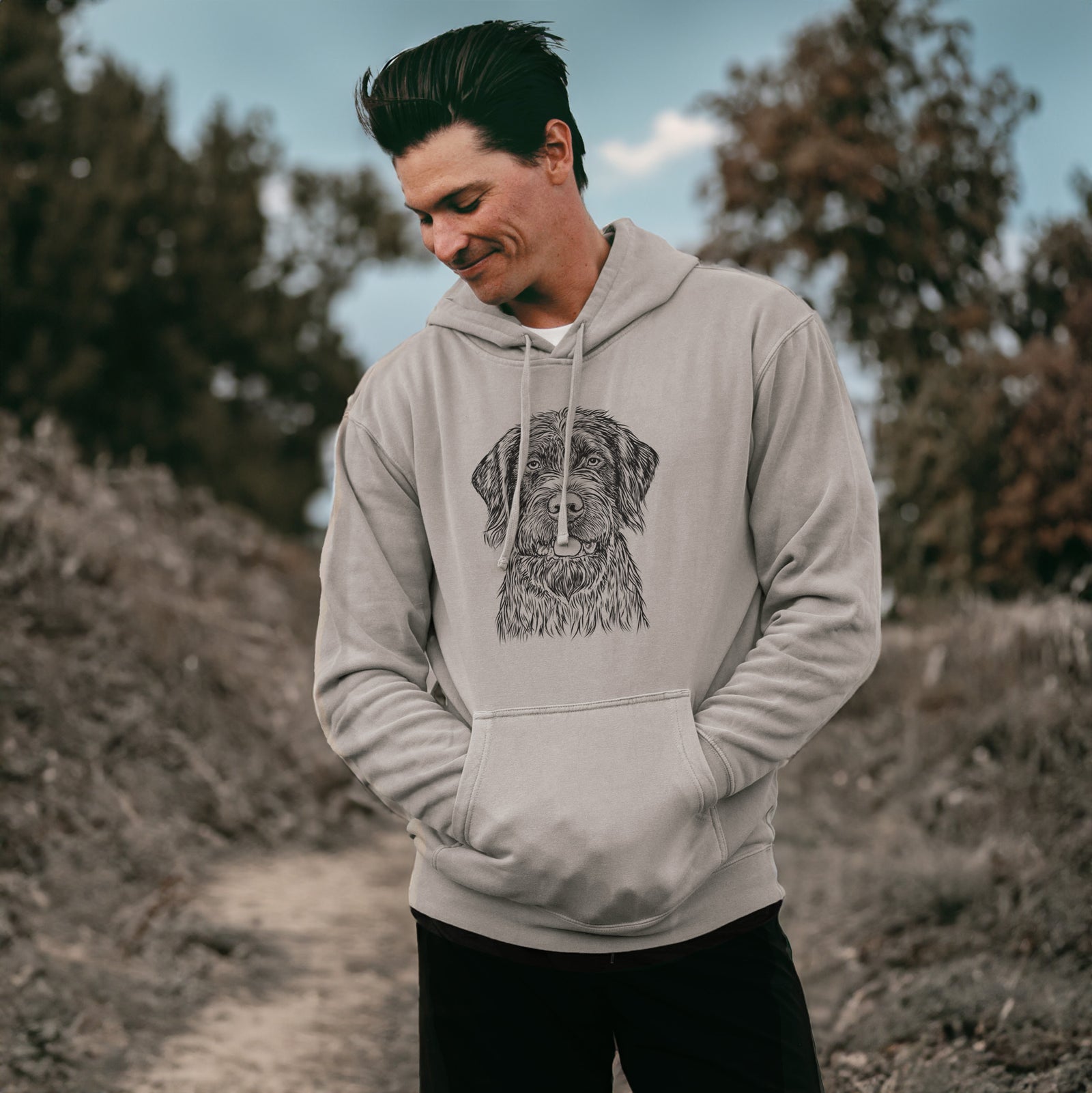 Bare Fletcher the Wirehaired Pointing Griffon - Unisex Pigment Dyed Hoodie