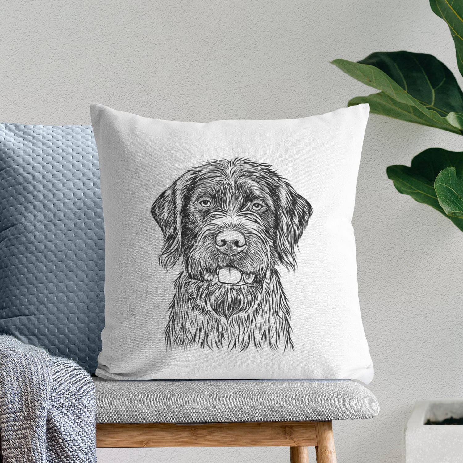 Fletcher the Wirehaired Pointing Griffon - Throw Pillow Cover