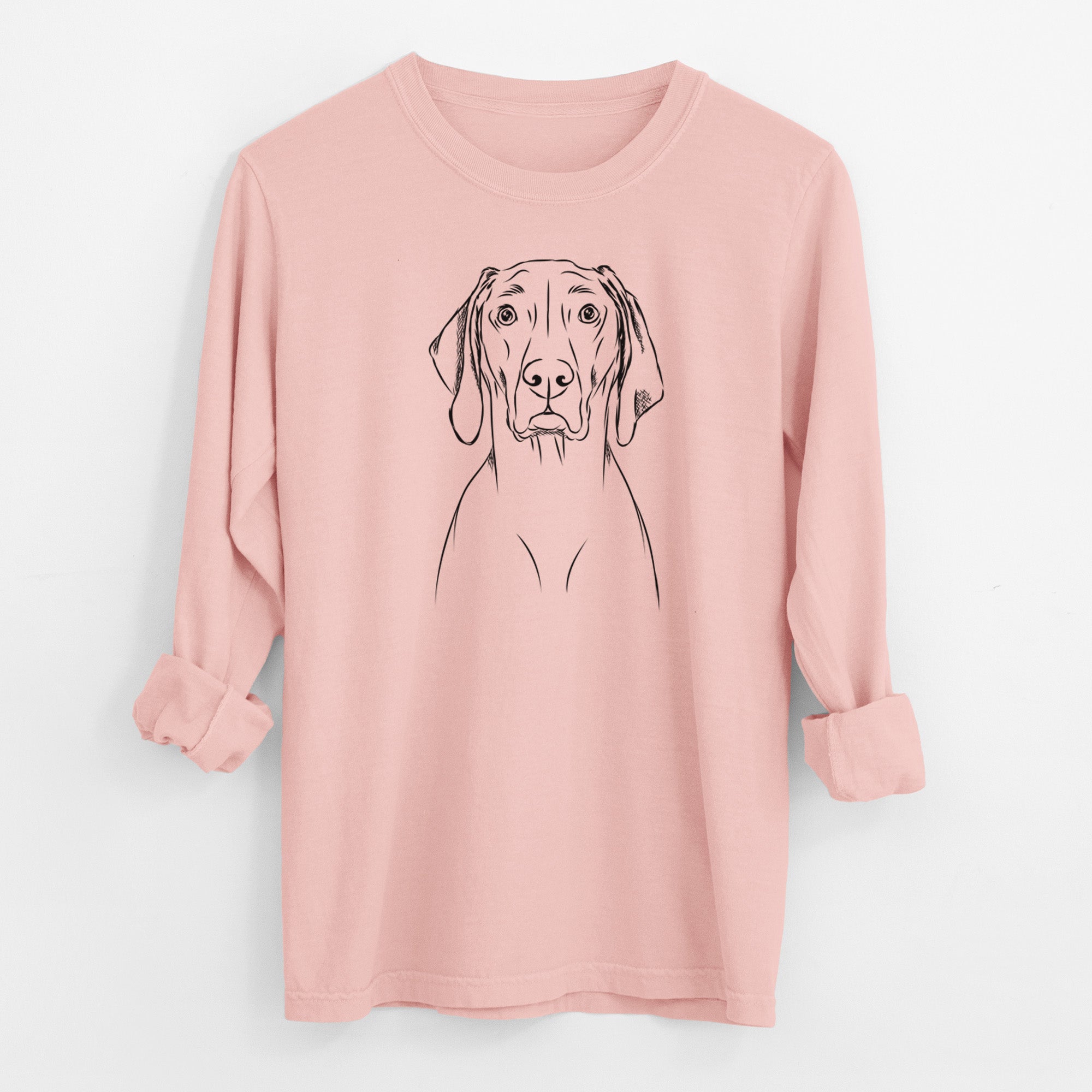 Bare Flint the Weimaraner - Men's Heavyweight 100% Cotton Long Sleeve